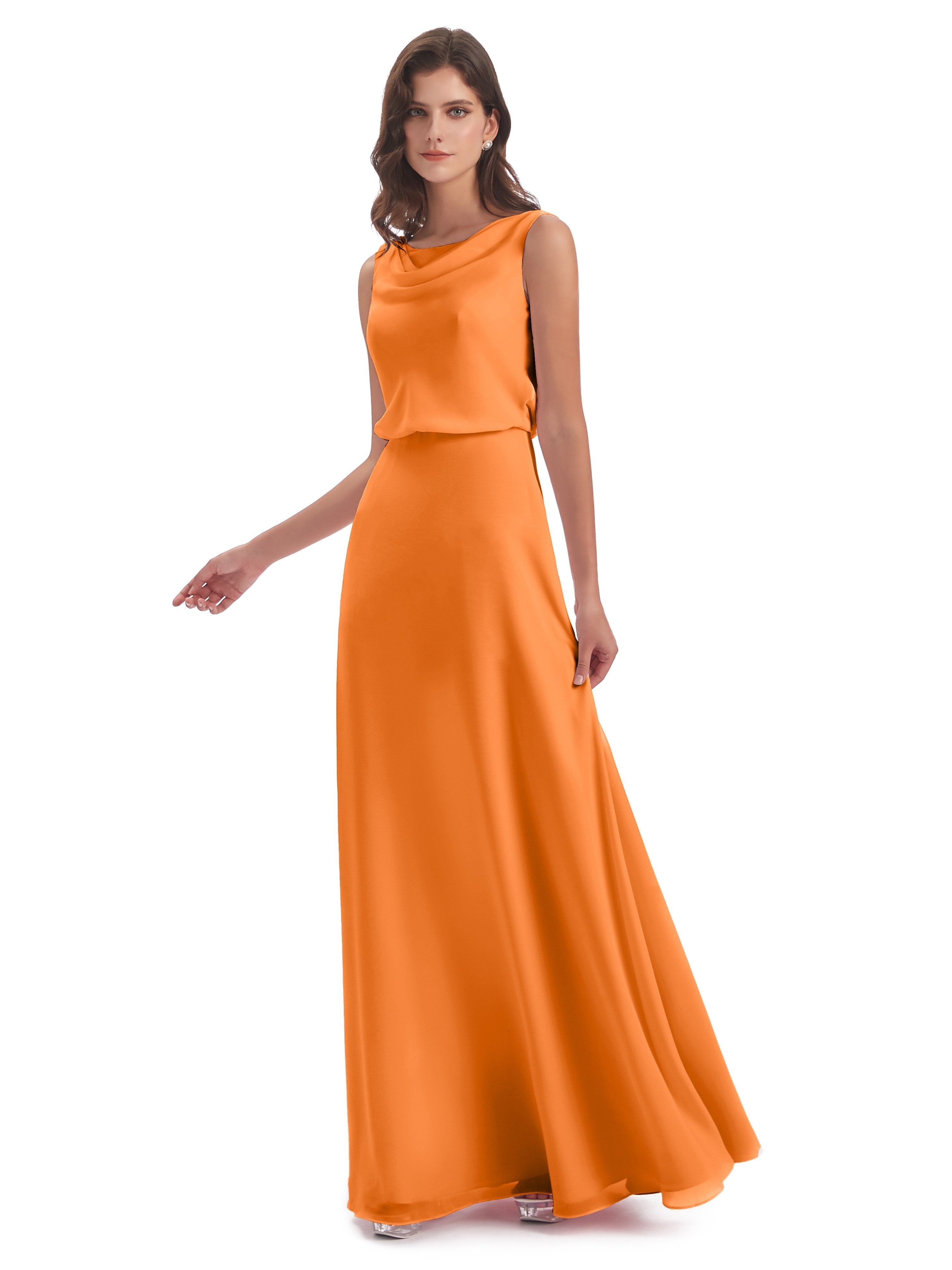 Layla Sheath Scoop V Back Chiffon Long Bridesmaid Dresses
