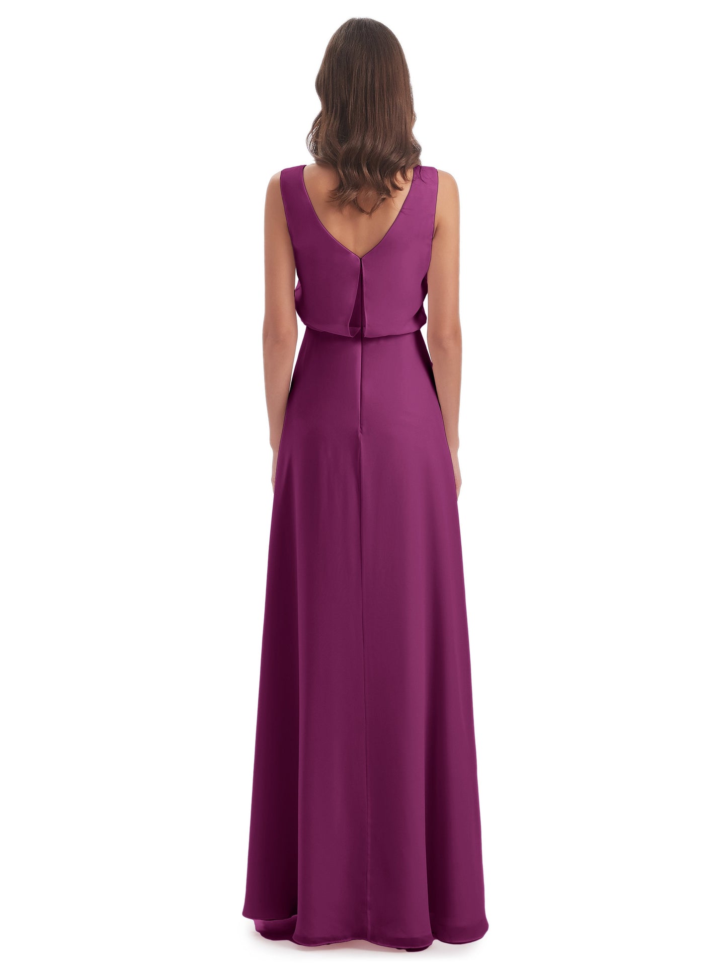 Layla Sheath Scoop V Back Chiffon Long Bridesmaid Dresses
