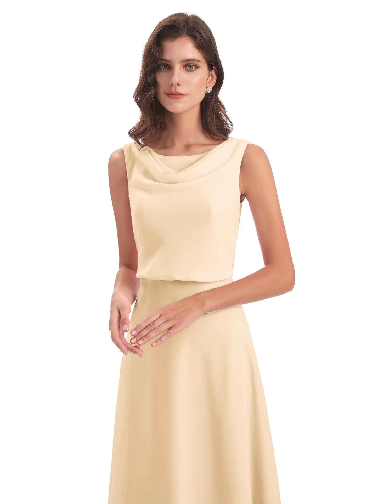 Layla Sheath Scoop V Back Chiffon Long Bridesmaid Dresses