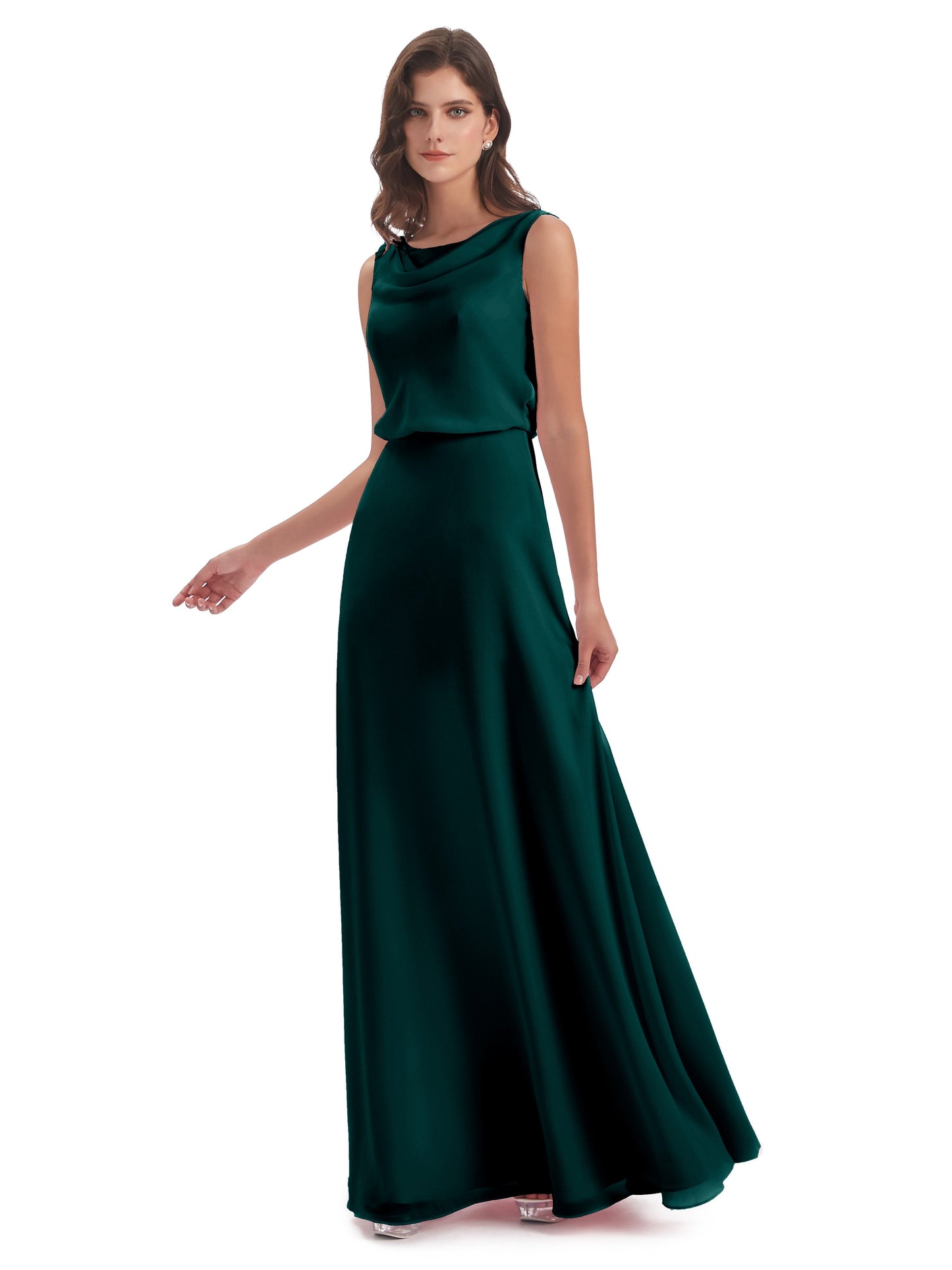 Layla Sheath Scoop V Back Chiffon Long Bridesmaid Dresses