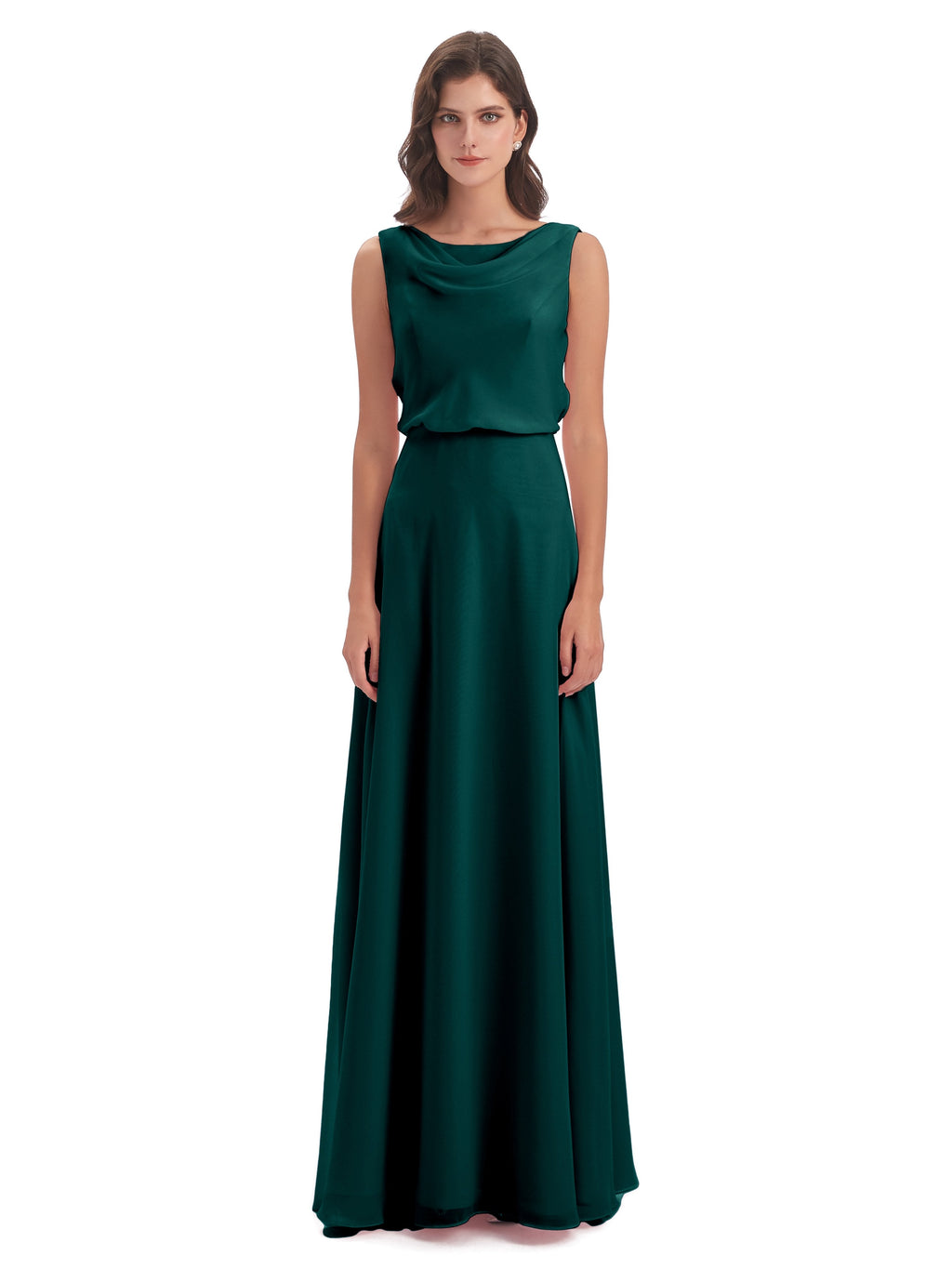 Layla Sheath Scoop V Back Chiffon Long Bridesmaid Dresses