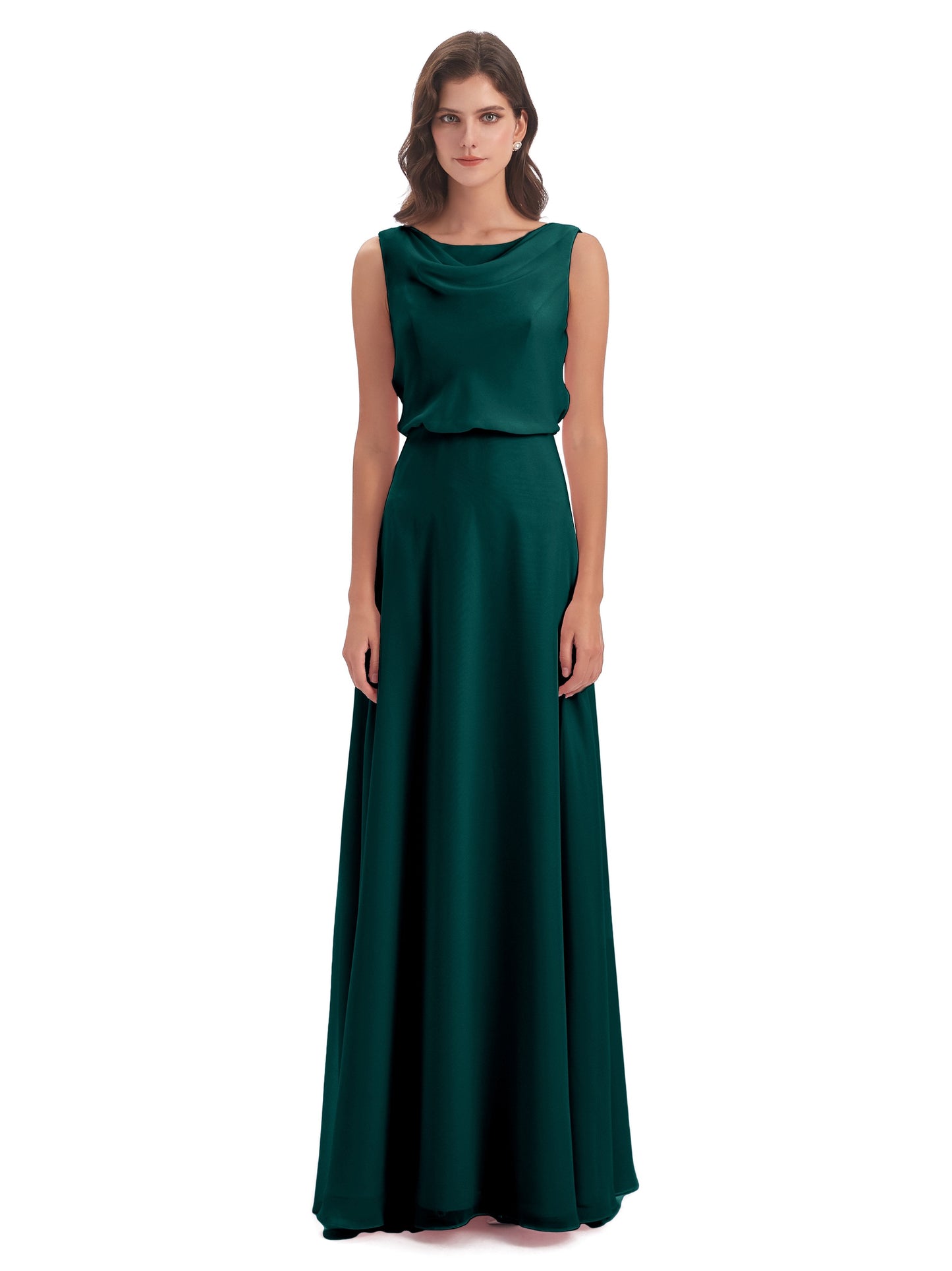 Layla Sheath Scoop V Back Chiffon Long Bridesmaid Dresses