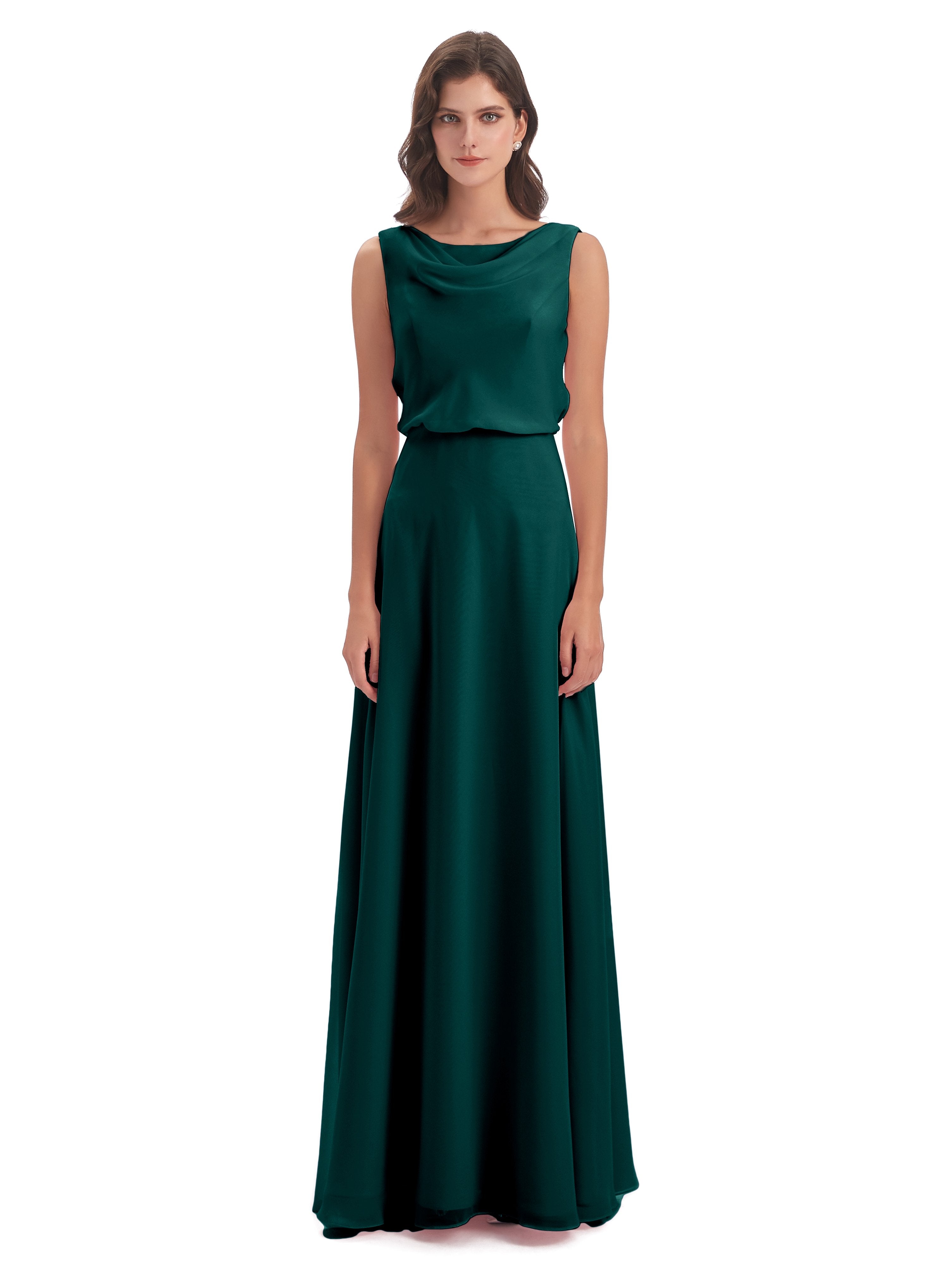 Layla Sheath Scoop V Back Chiffon Long Bridesmaid Dresses