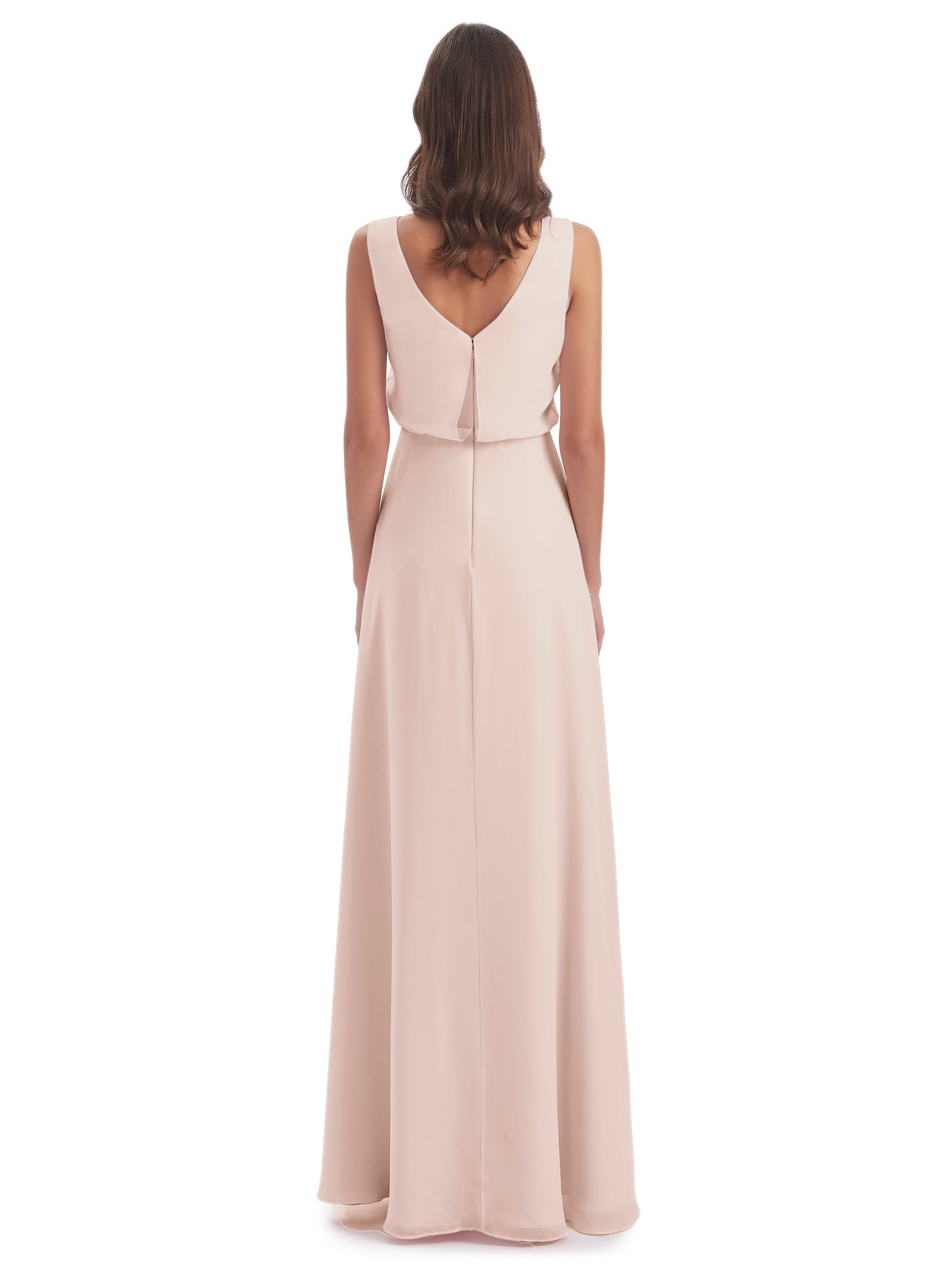 Layla Sheath Scoop V Back Chiffon Long Bridesmaid Dresses