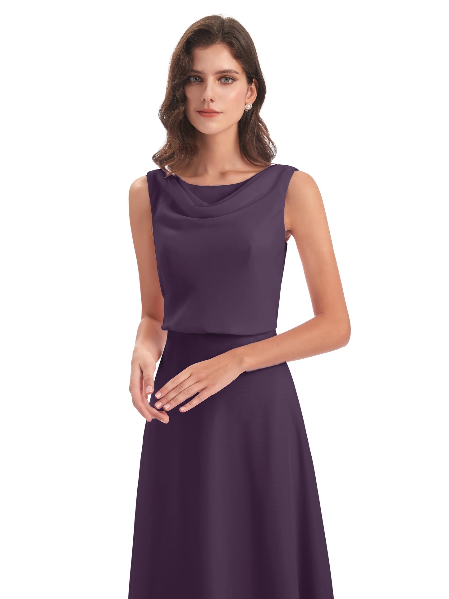 Layla Sheath Scoop V Back Chiffon Long Bridesmaid Dresses