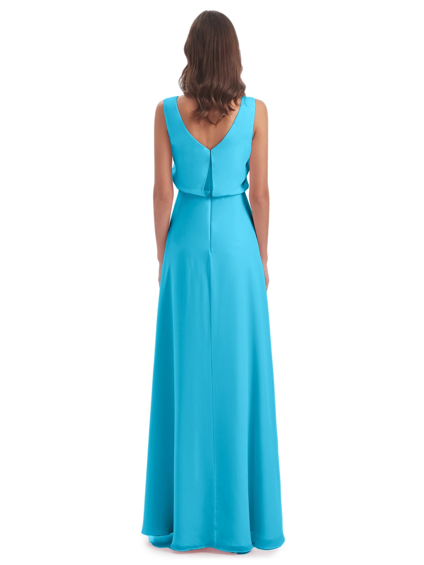 Layla Sheath Scoop V Back Chiffon Long Bridesmaid Dresses