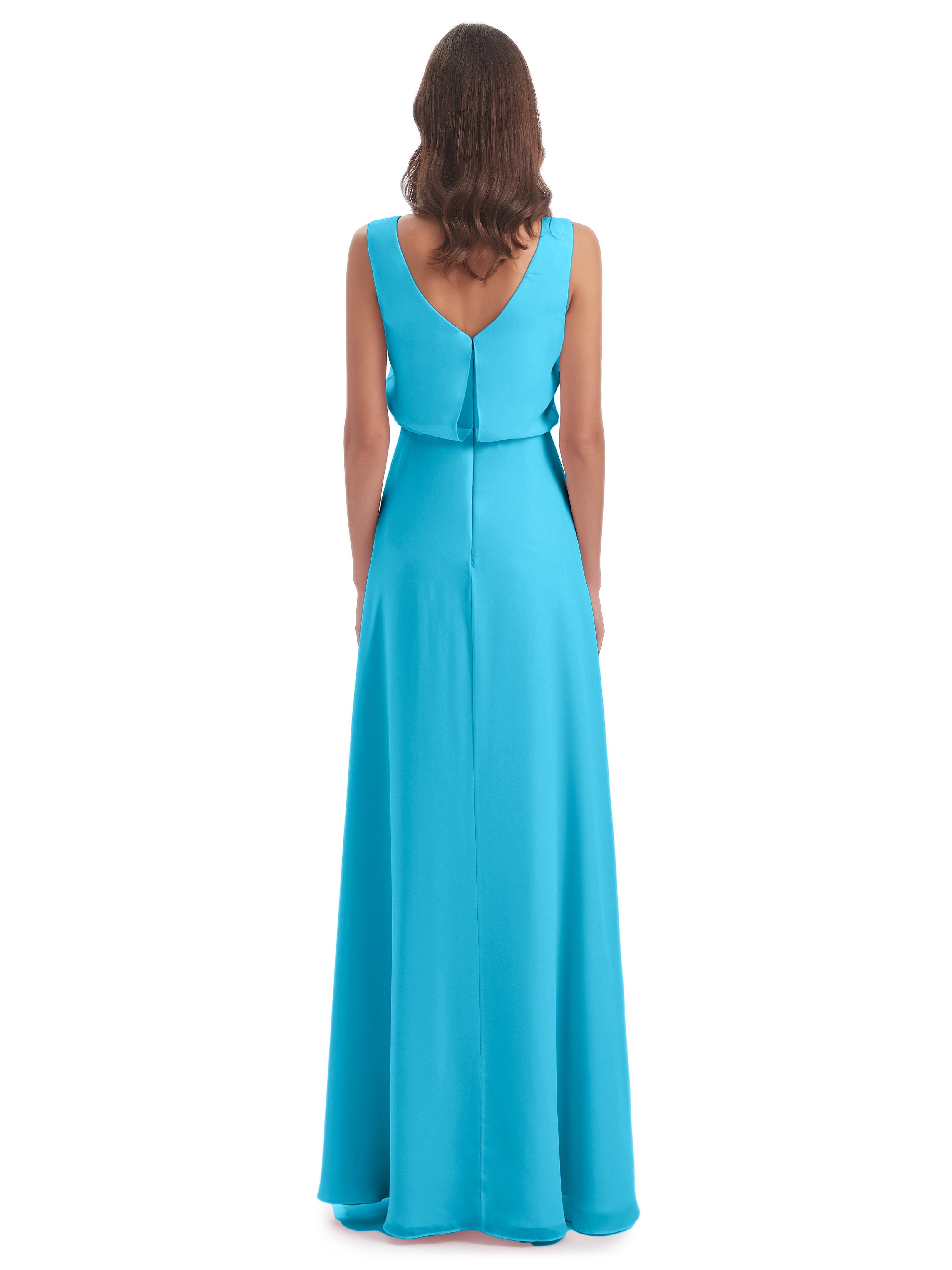 Layla Sheath Scoop V Back Chiffon Long Bridesmaid Dresses