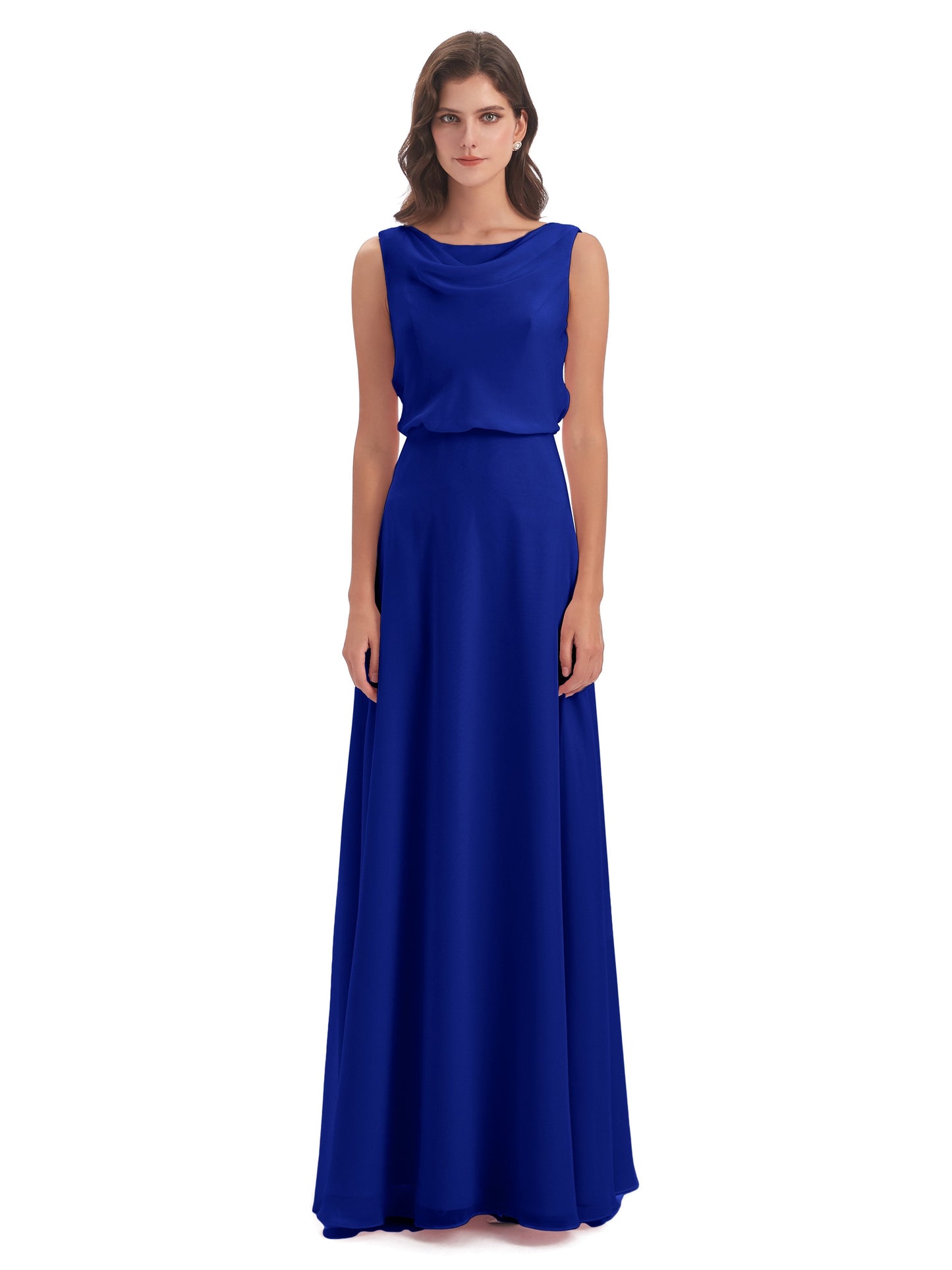 Layla Sheath Scoop V Back Chiffon Long Bridesmaid Dresses