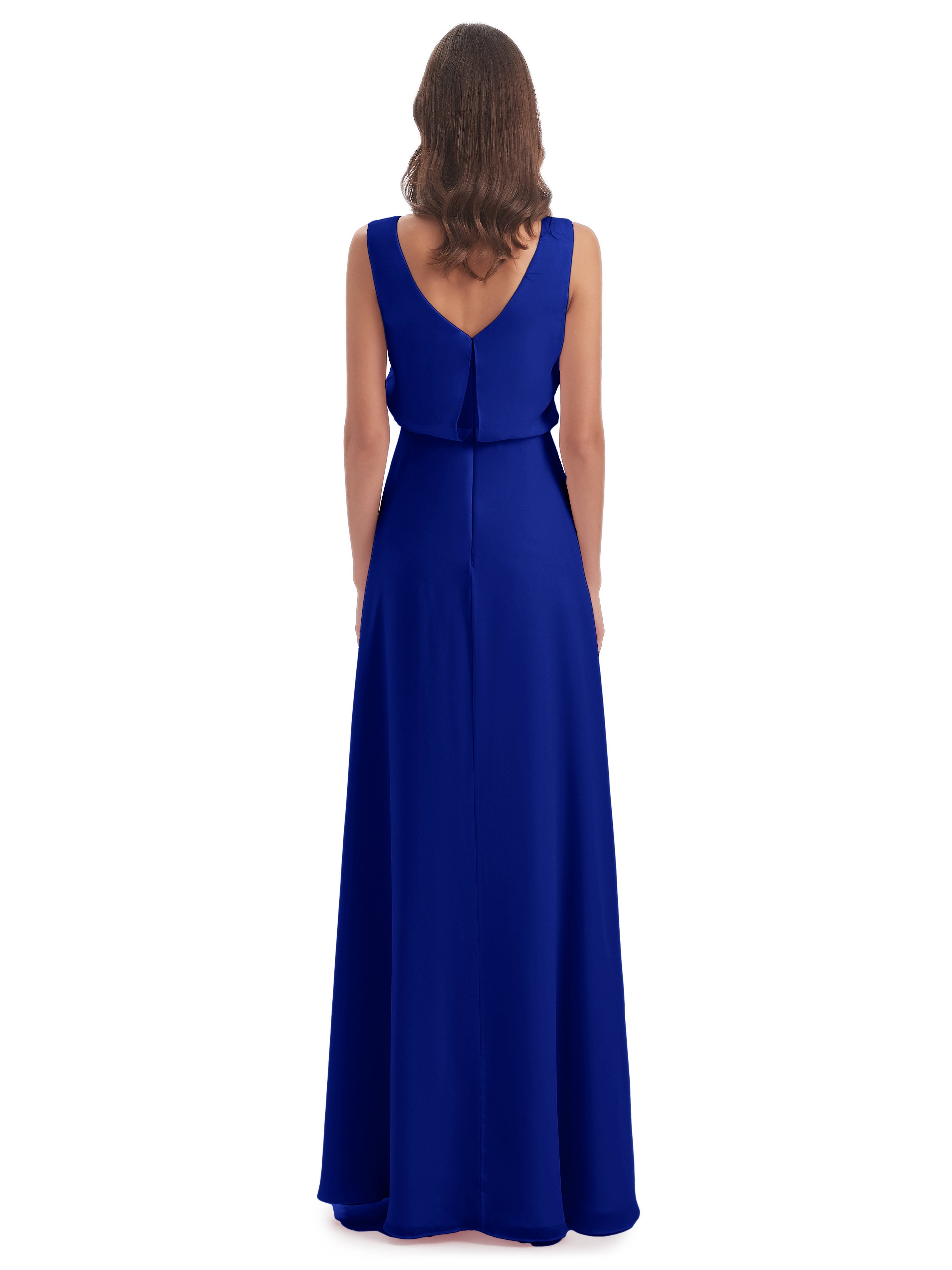 Layla Sheath Scoop V Back Chiffon Long Bridesmaid Dresses