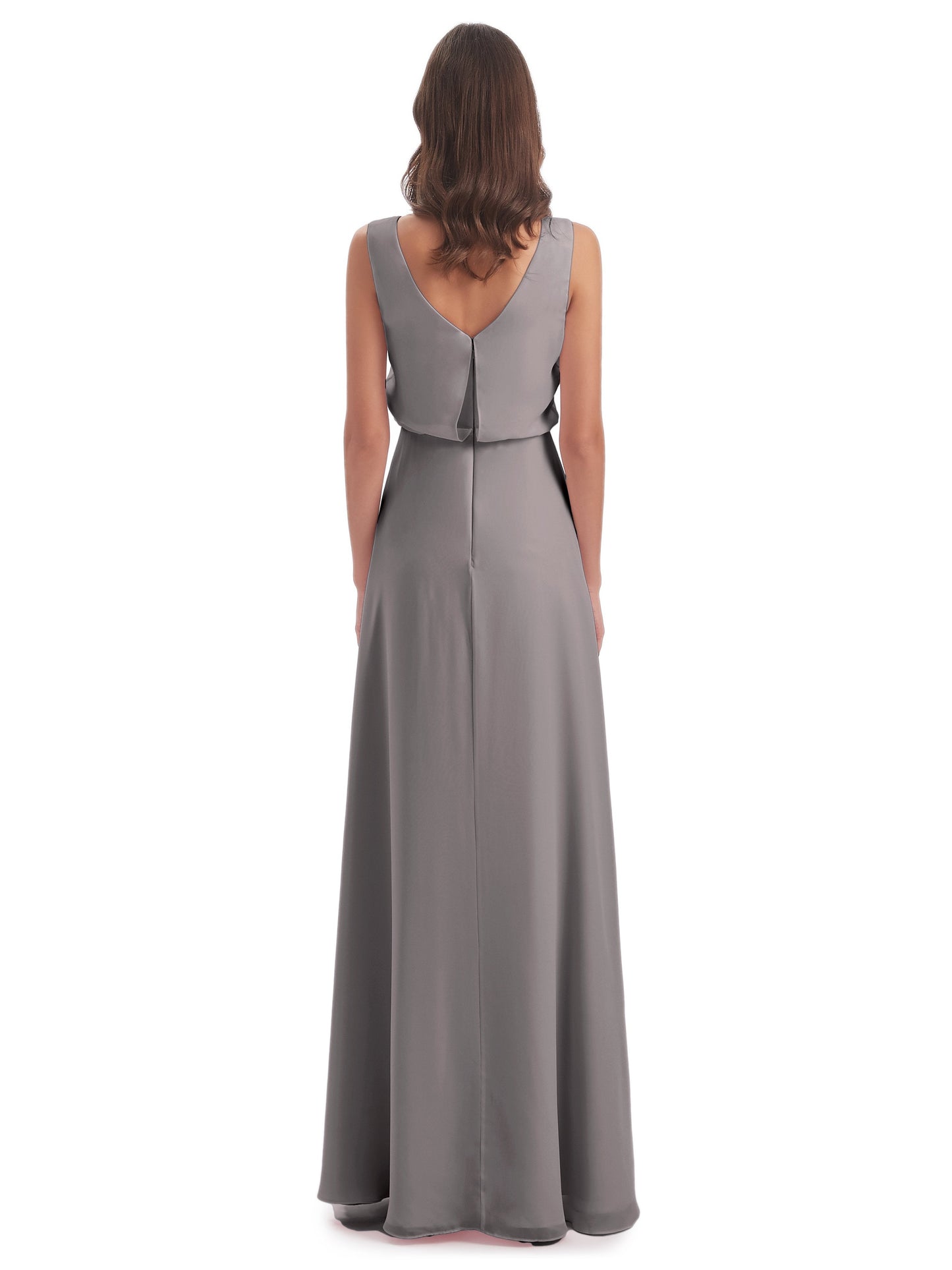 Layla Sheath Scoop V Back Chiffon Long Bridesmaid Dresses