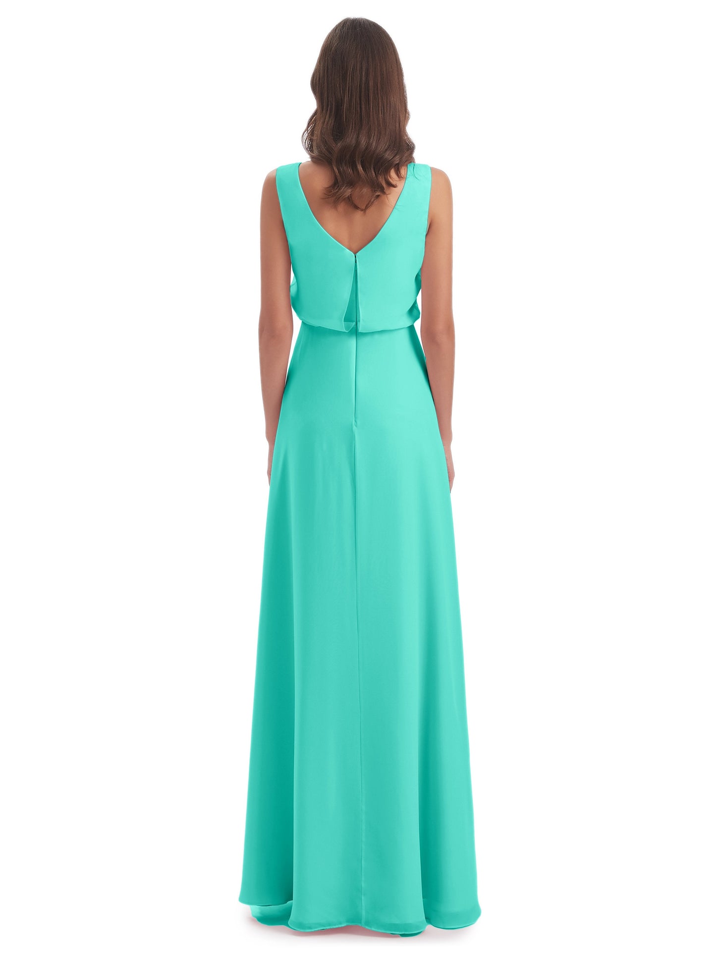 Layla Sheath Scoop V Back Chiffon Long Bridesmaid Dresses