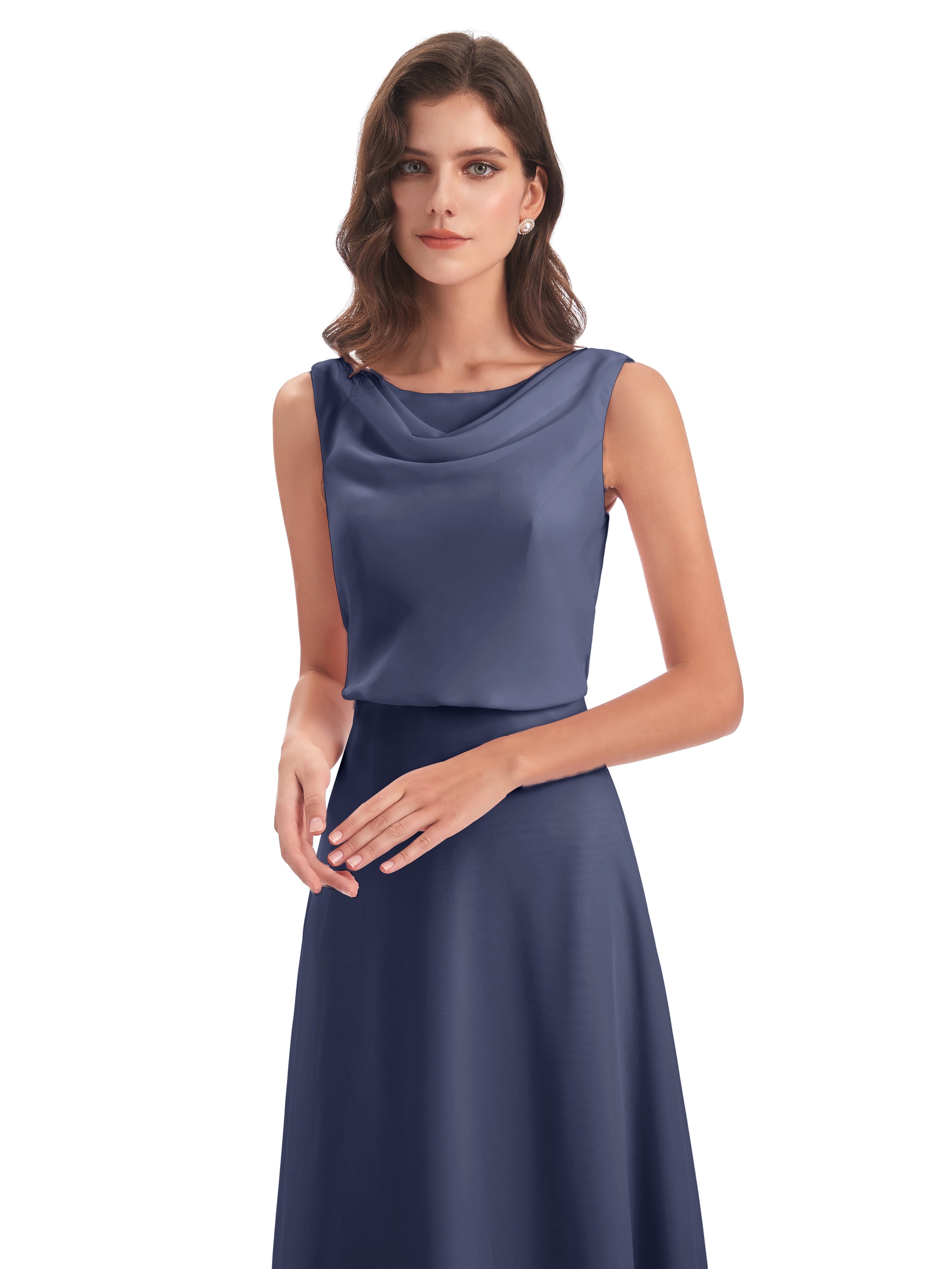 Layla Sheath Scoop V Back Chiffon Long Bridesmaid Dresses