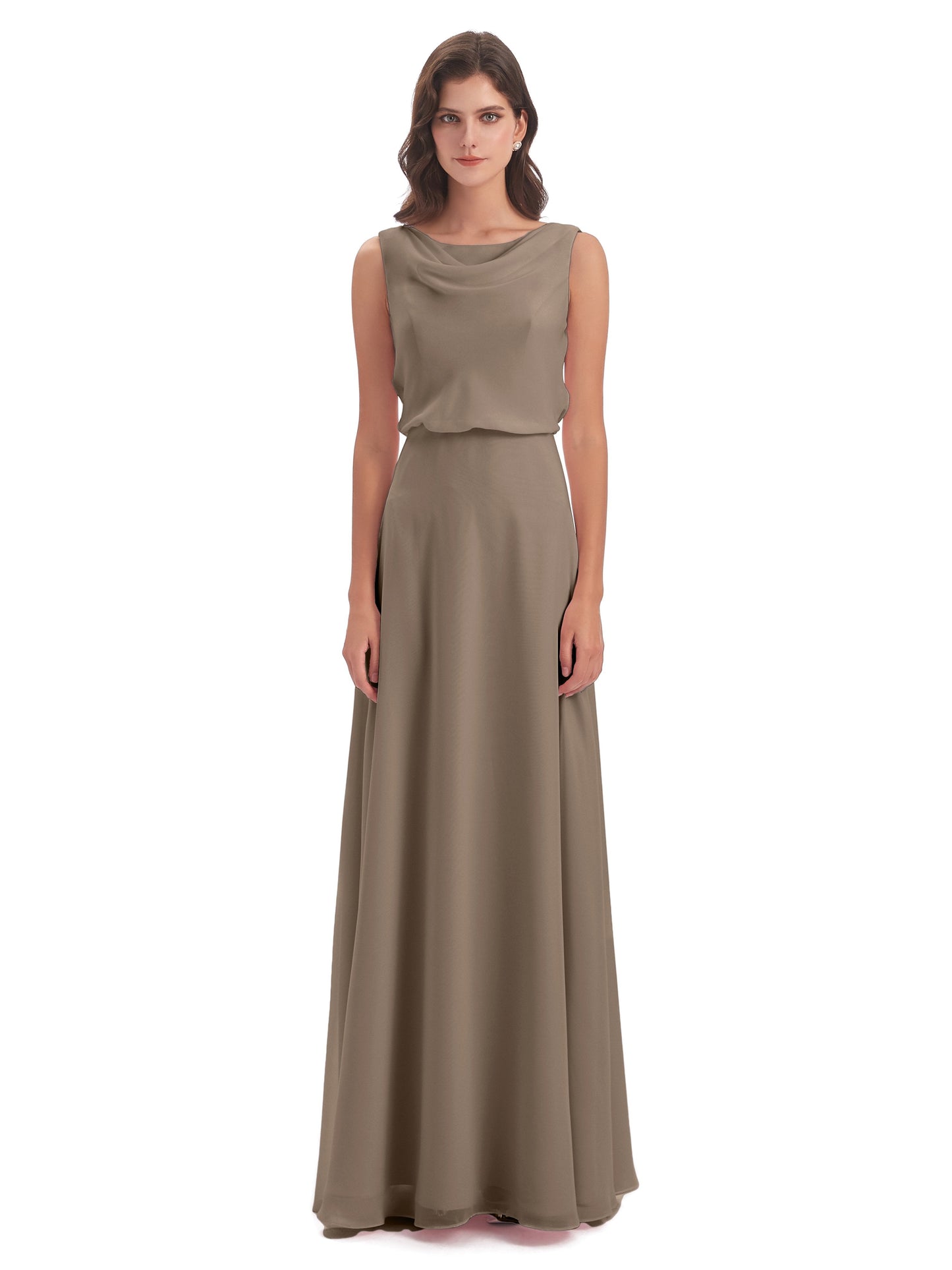 Layla Sheath Scoop V Back Chiffon Long Bridesmaid Dresses