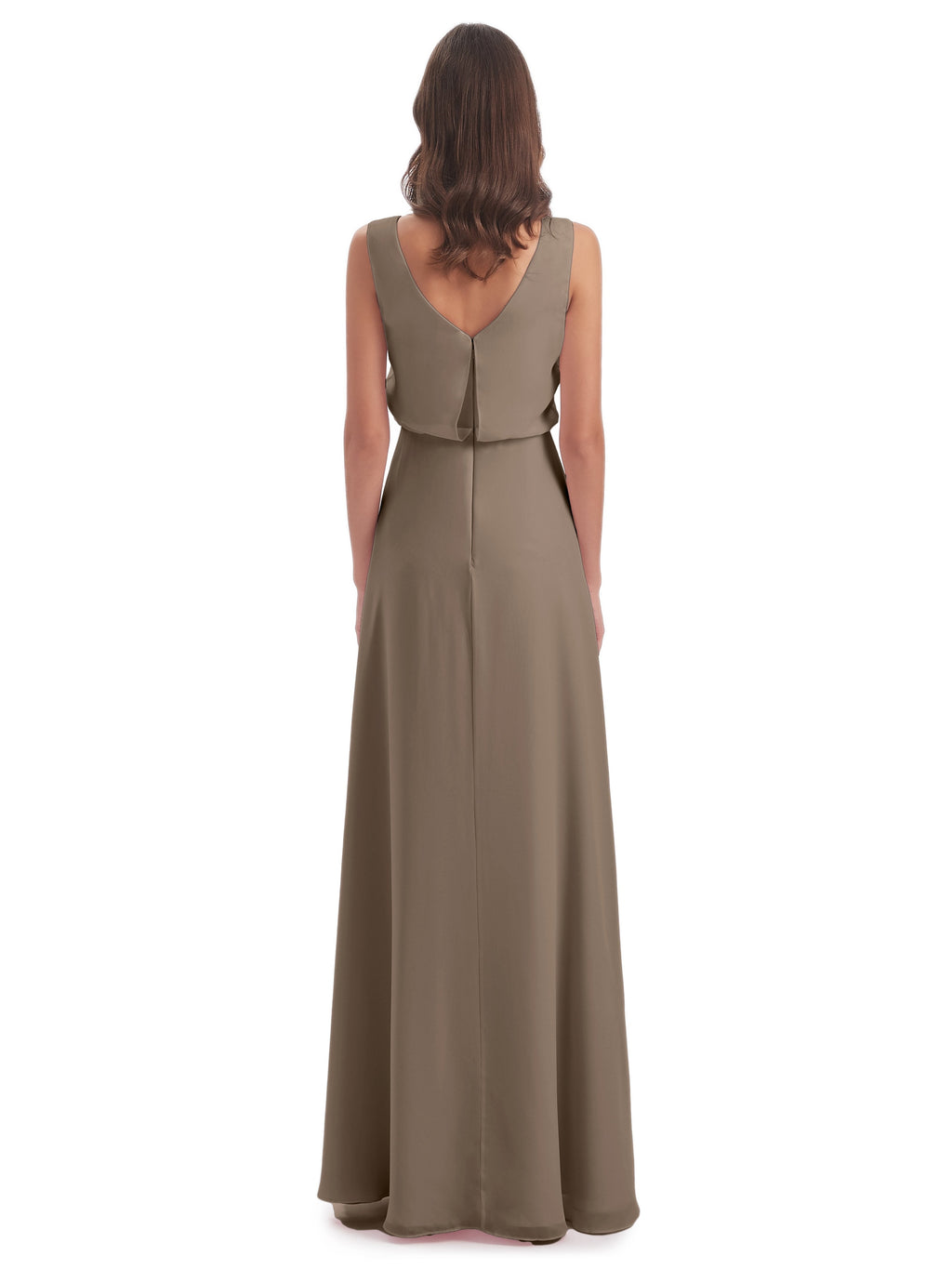 Layla Sheath Scoop V Back Chiffon Long Bridesmaid Dresses