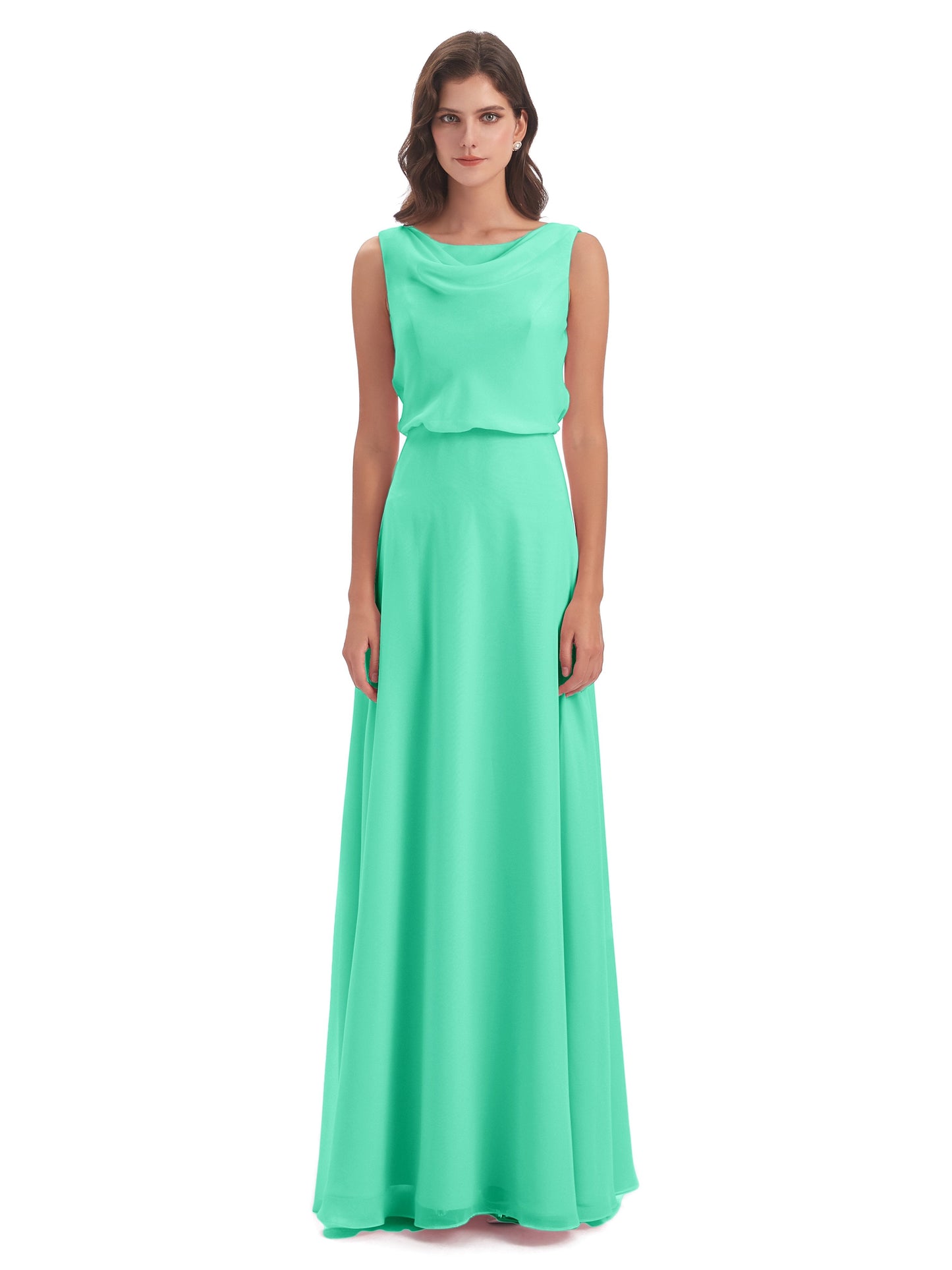 Layla Sheath Scoop V Back Chiffon Long Bridesmaid Dresses