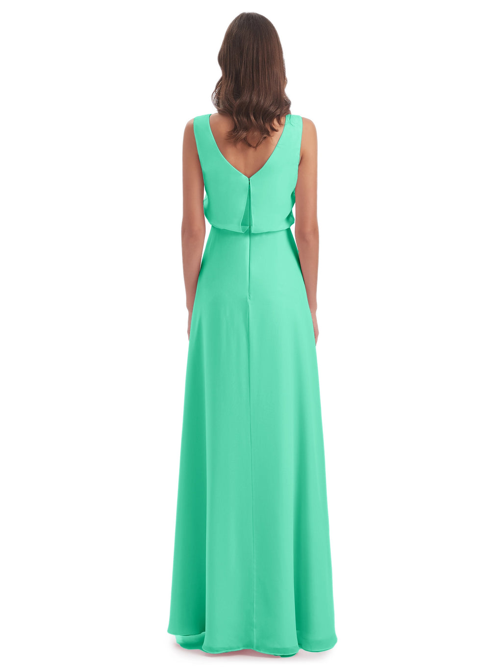 Layla Sheath Scoop V Back Chiffon Long Bridesmaid Dresses