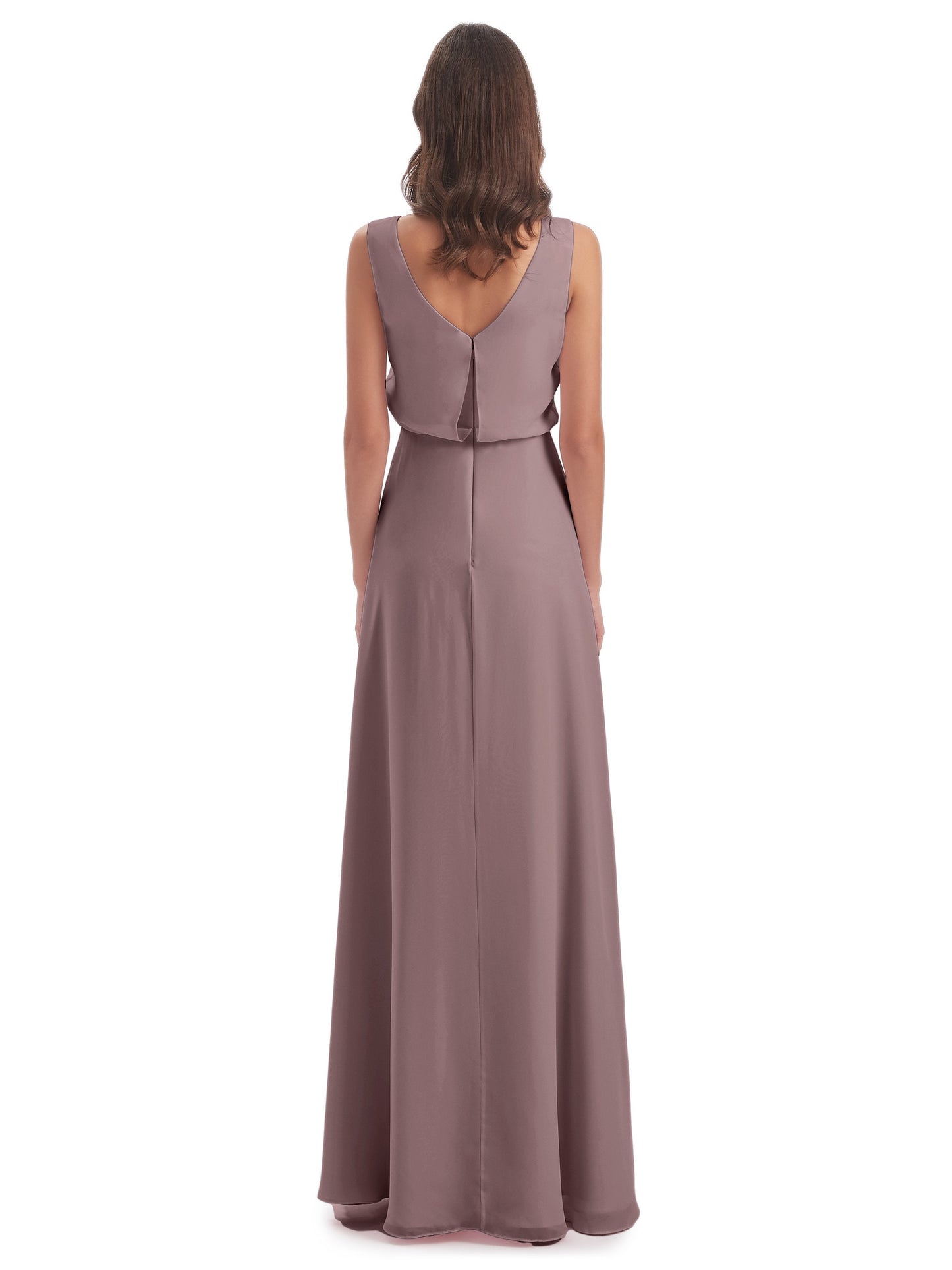 Layla Sheath Scoop V Back Chiffon Long Bridesmaid Dresses