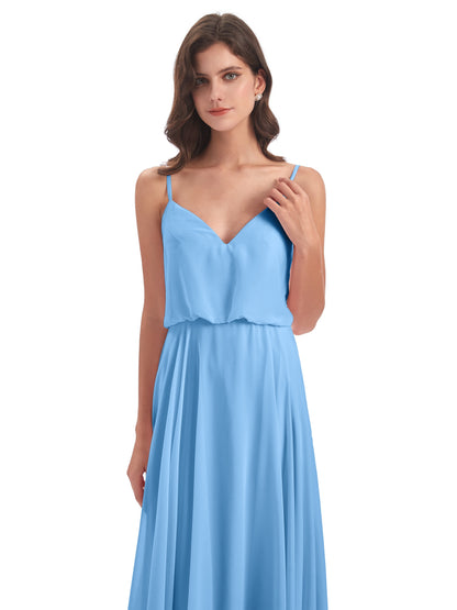 Leah Floor Length Spaghetti Straps Chiffon Bridesmaid Dresses