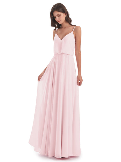 Leah Floor Length Spaghetti Straps Chiffon Bridesmaid Dresses