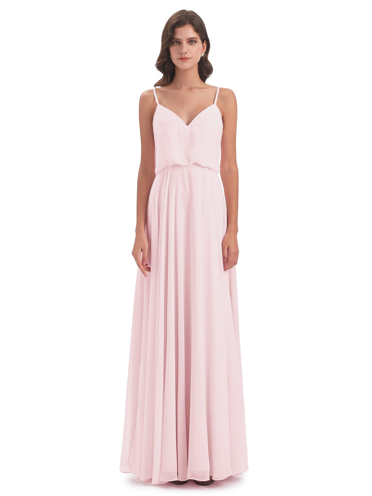 Leah Floor Length Spaghetti Straps Chiffon Bridesmaid Dresses