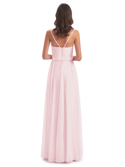 Leah Floor Length Spaghetti Straps Chiffon Bridesmaid Dresses