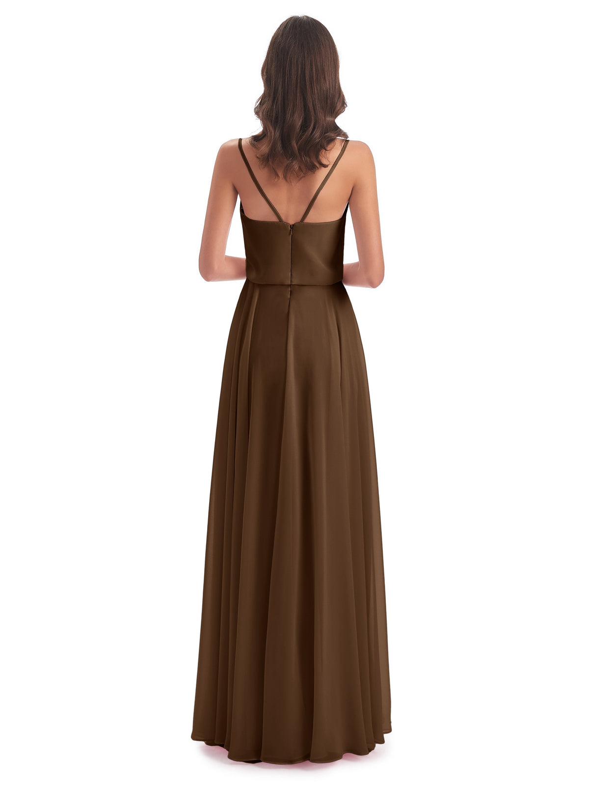 Leah Floor Length Spaghetti Straps Chiffon Bridesmaid Dresses