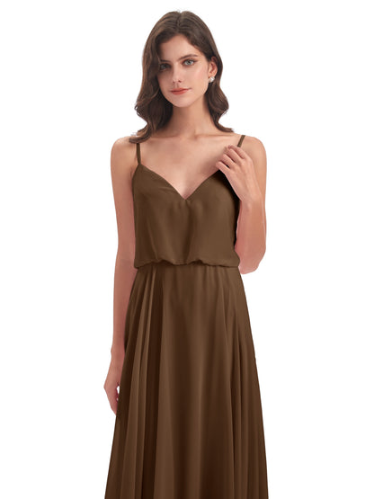 Leah Floor Length Spaghetti Straps Chiffon Bridesmaid Dresses