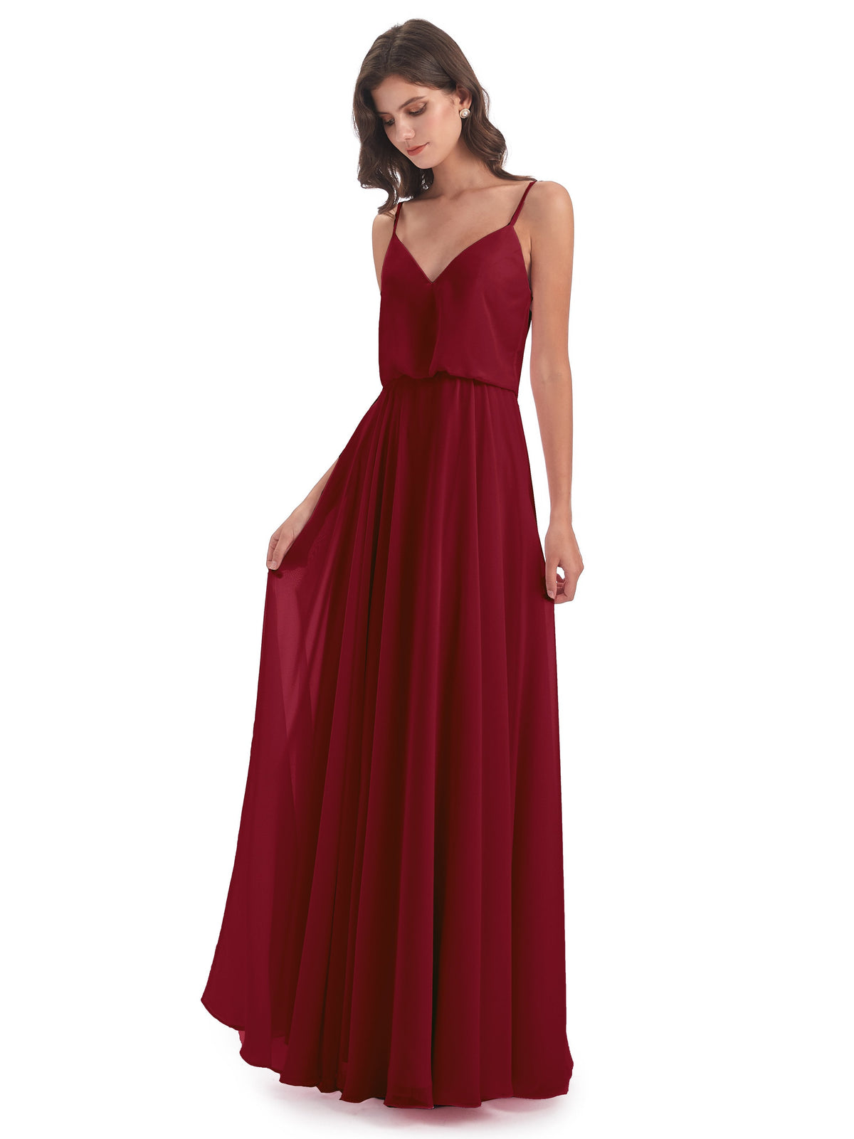 Leah Floor Length Spaghetti Straps Chiffon Bridesmaid Dresses