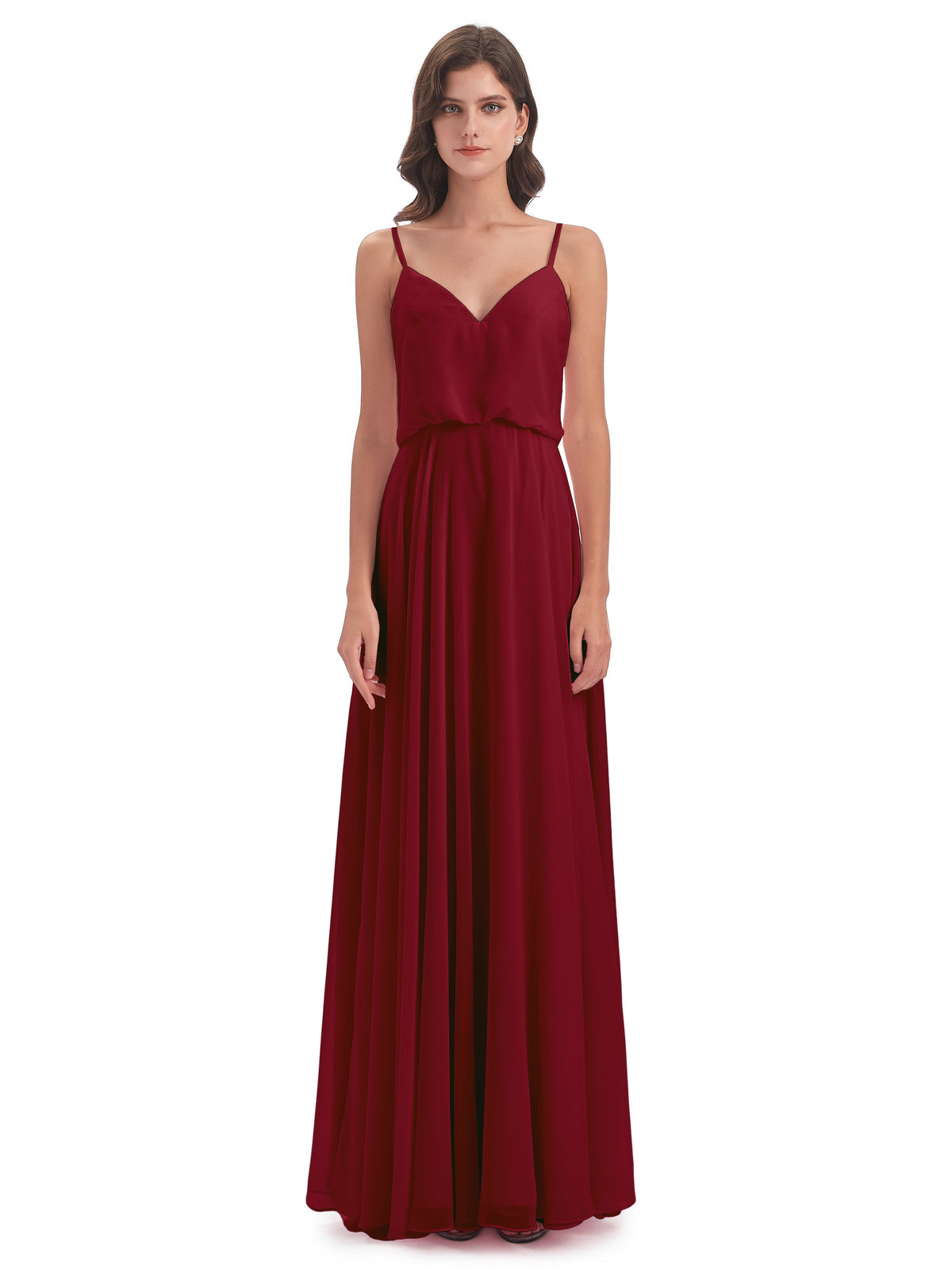 Leah Floor Length Spaghetti Straps Chiffon Bridesmaid Dresses