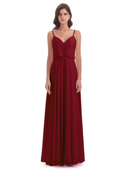Leah Floor Length Spaghetti Straps Chiffon Bridesmaid Dresses