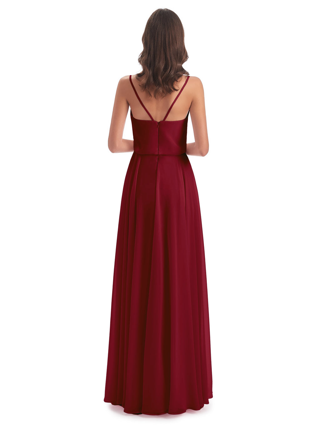 Leah Floor Length Spaghetti Straps Chiffon Bridesmaid Dresses
