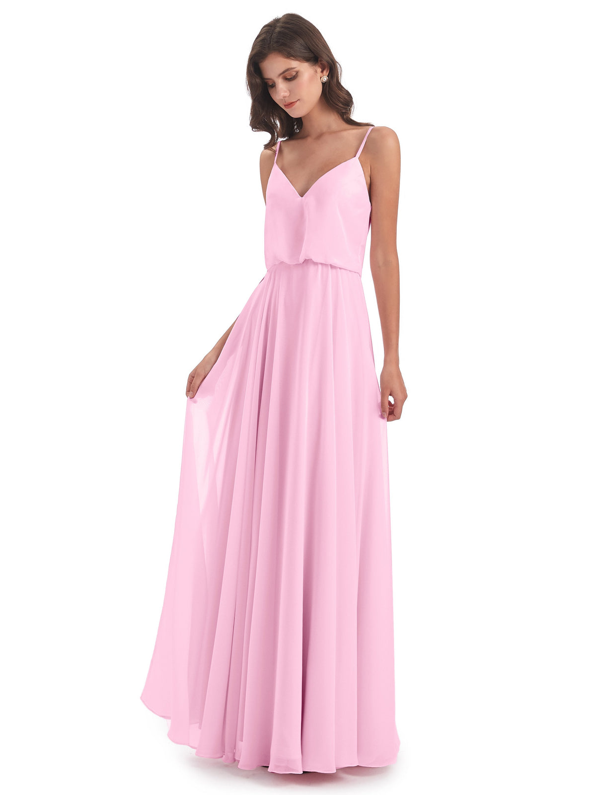 Leah Floor Length Spaghetti Straps Chiffon Bridesmaid Dresses