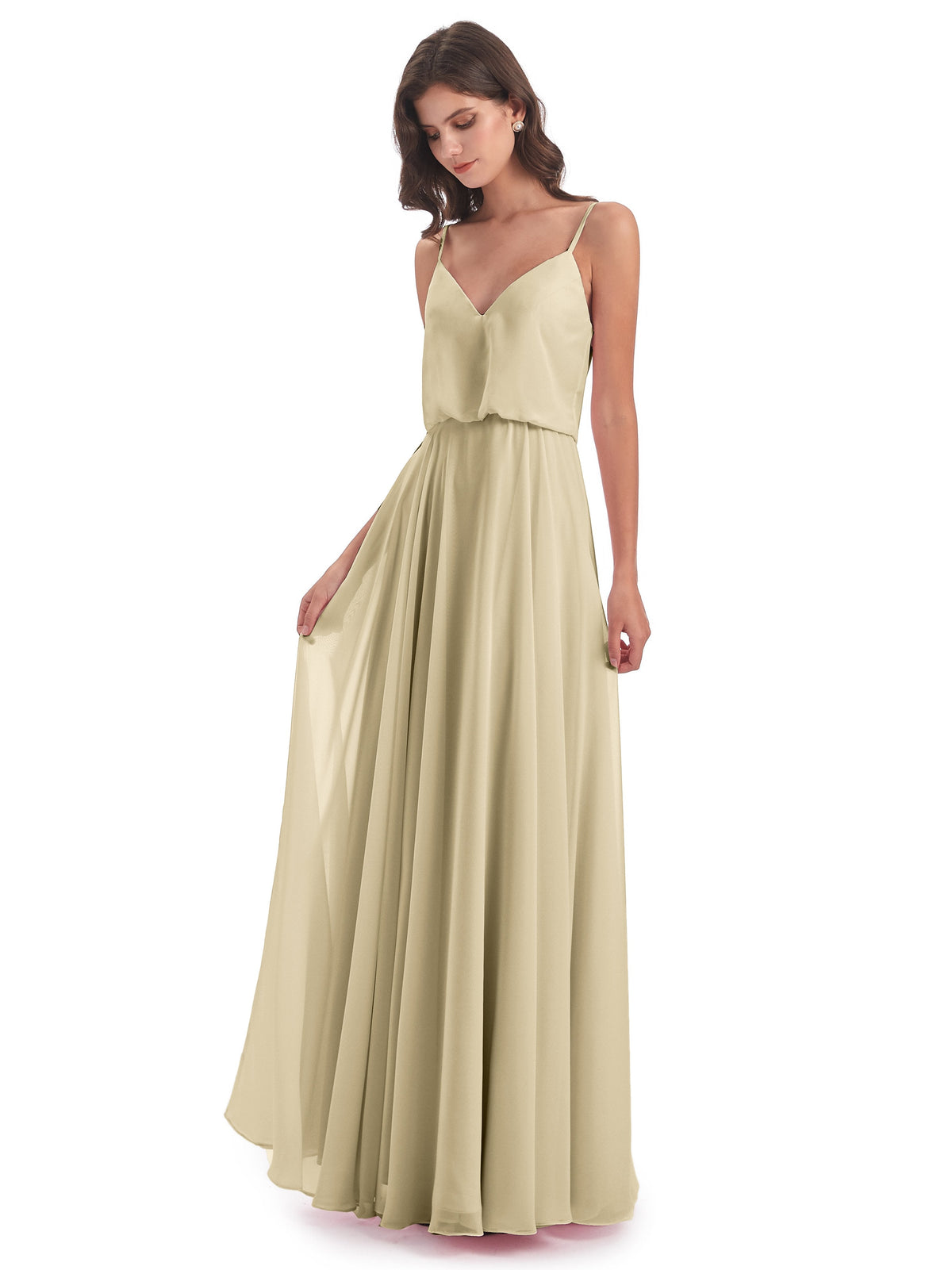 Leah Floor Length Spaghetti Straps Chiffon Bridesmaid Dresses