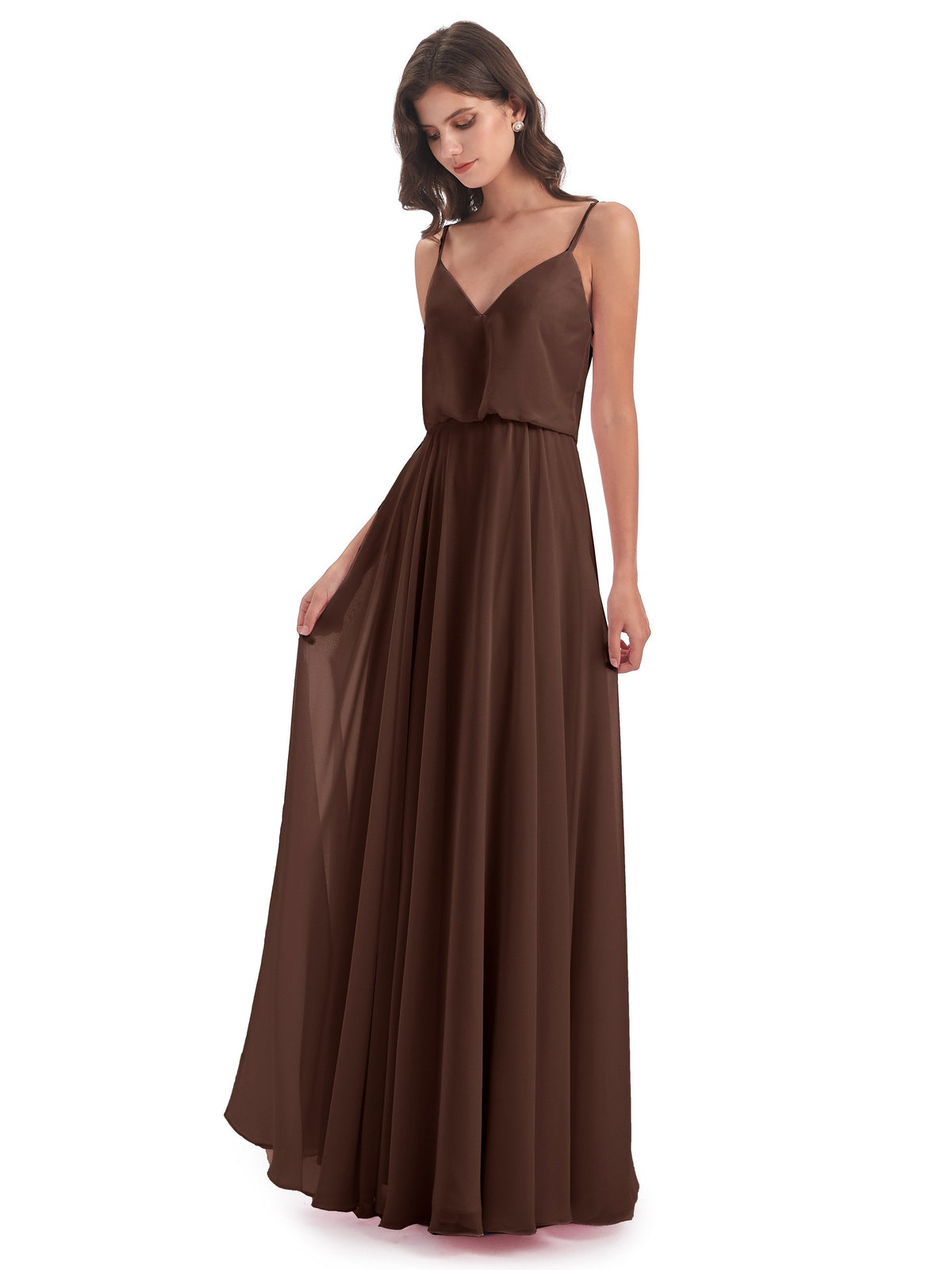 Leah Floor Length Spaghetti Straps Chiffon Bridesmaid Dresses