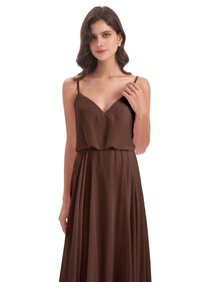 Leah Floor Length Spaghetti Straps Chiffon Bridesmaid Dresses