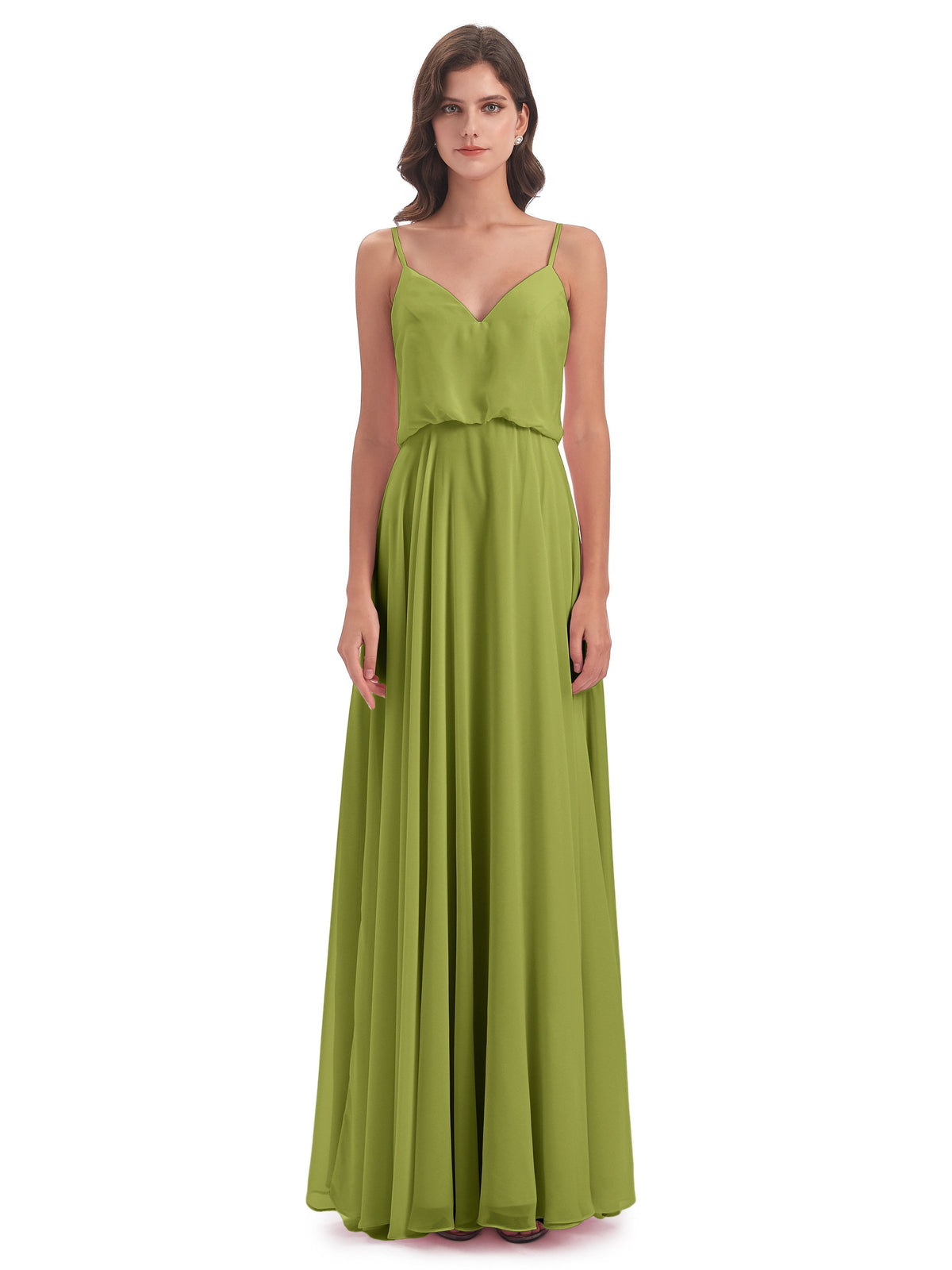 Leah Floor Length Spaghetti Straps Chiffon Bridesmaid Dresses