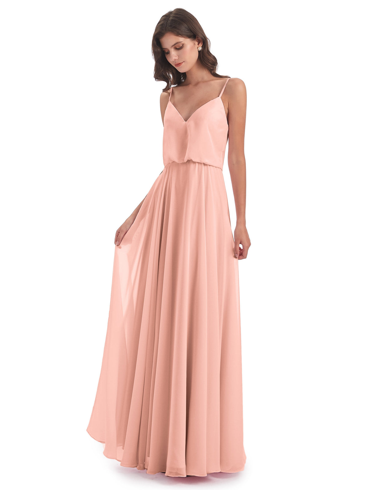 Leah Floor Length Spaghetti Straps Chiffon Bridesmaid Dresses