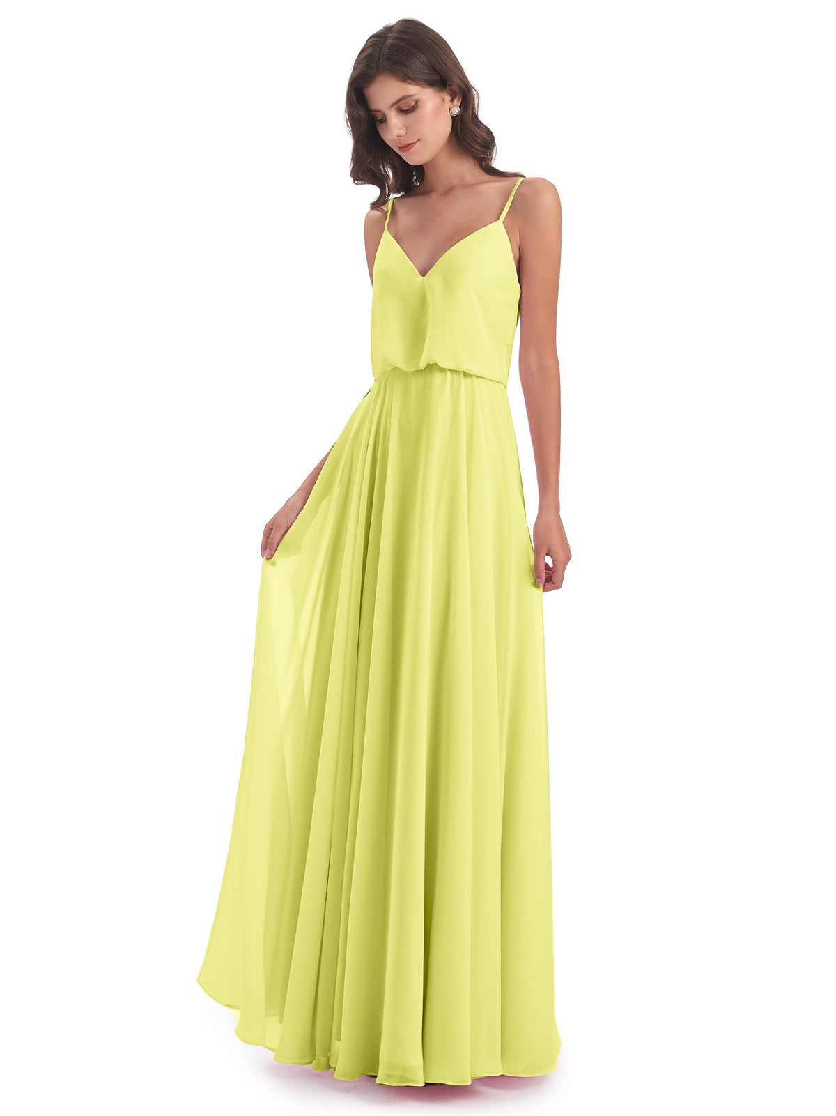 Leah Floor Length Spaghetti Straps Chiffon Bridesmaid Dresses