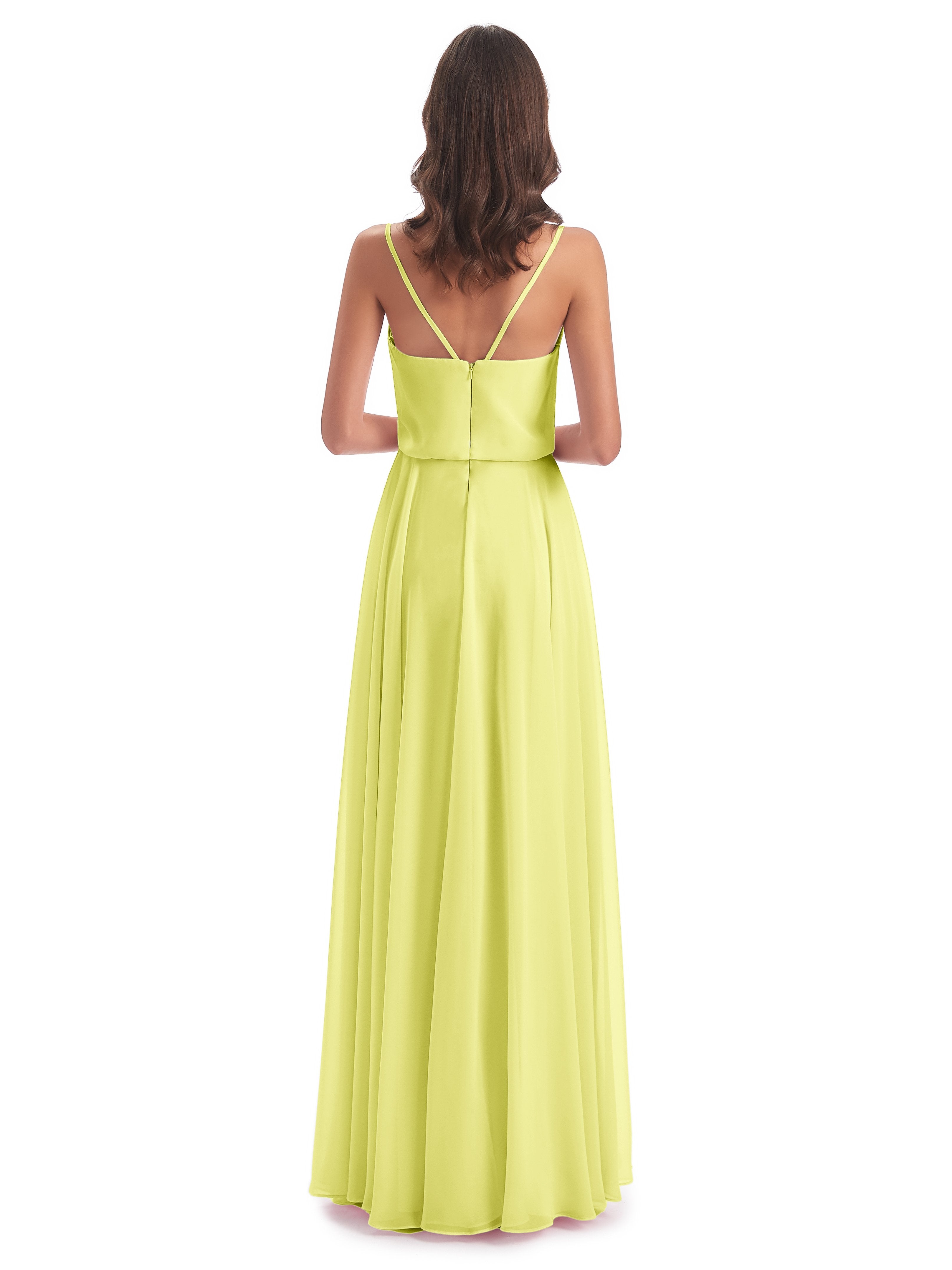 Leah Floor Length Spaghetti Straps Chiffon Bridesmaid Dresses
