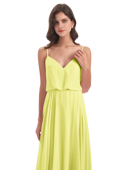 Leah Floor Length Spaghetti Straps Chiffon Bridesmaid Dresses