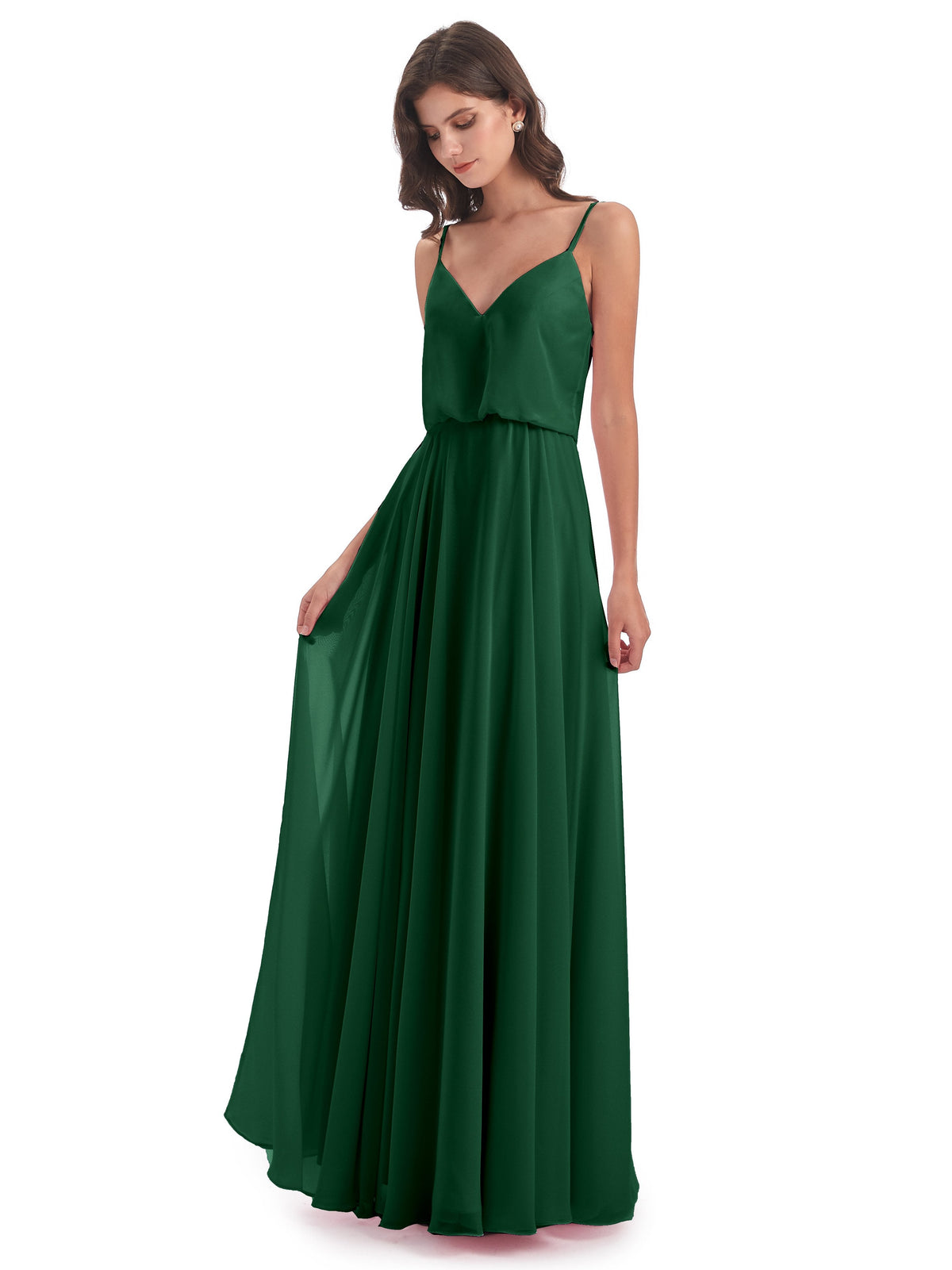 Leah Floor Length Spaghetti Straps Chiffon Bridesmaid Dresses