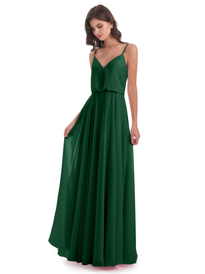 Leah Floor Length Spaghetti Straps Chiffon Bridesmaid Dresses