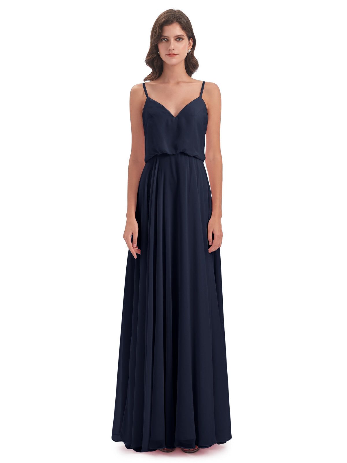 Leah Floor Length Spaghetti Straps Chiffon Bridesmaid Dresses