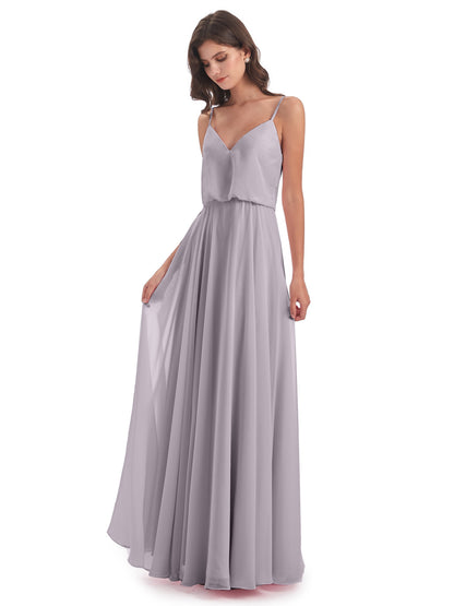 Leah Floor Length Spaghetti Straps Chiffon Bridesmaid Dresses