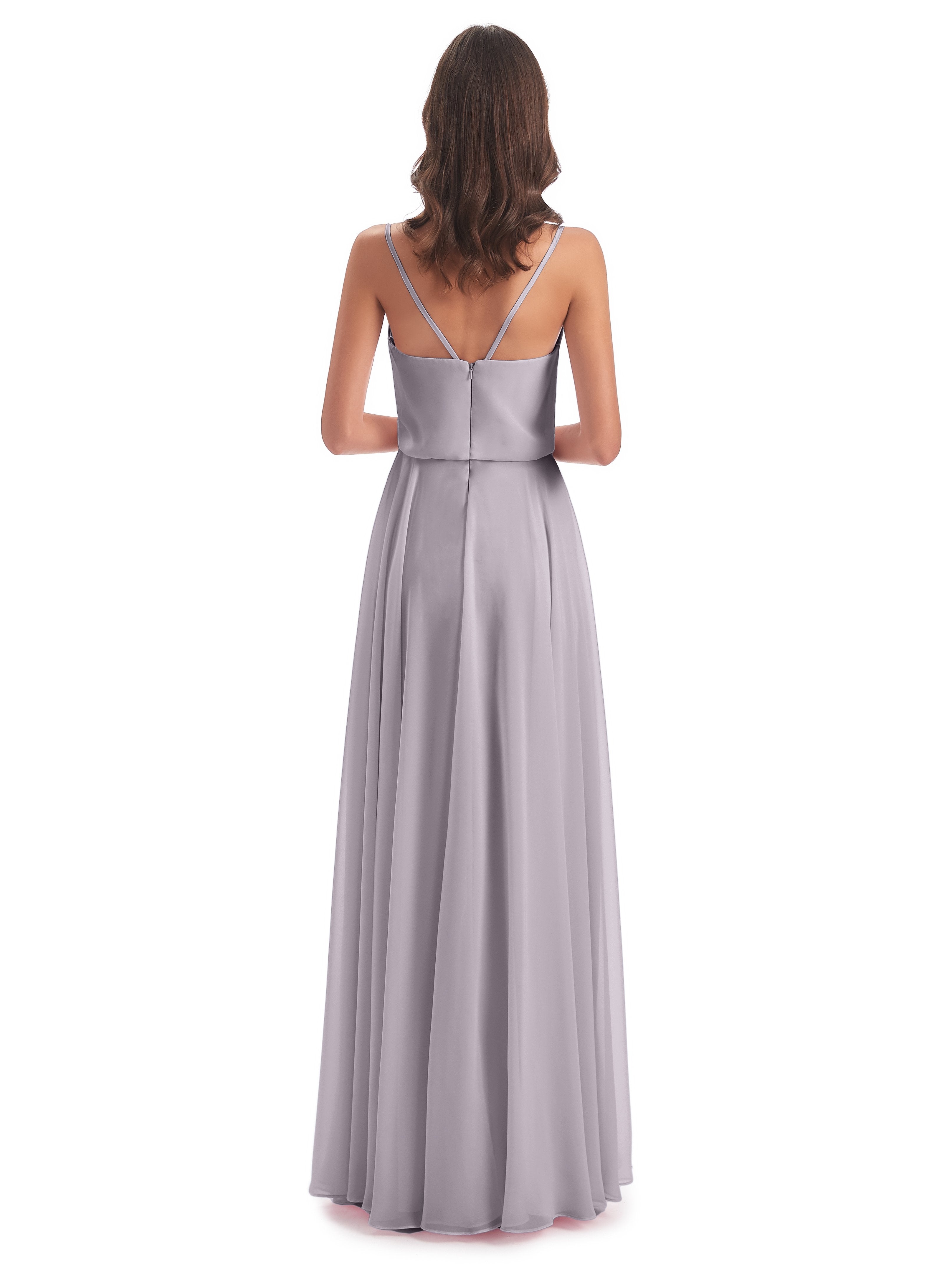 Leah Floor Length Spaghetti Straps Chiffon Bridesmaid Dresses