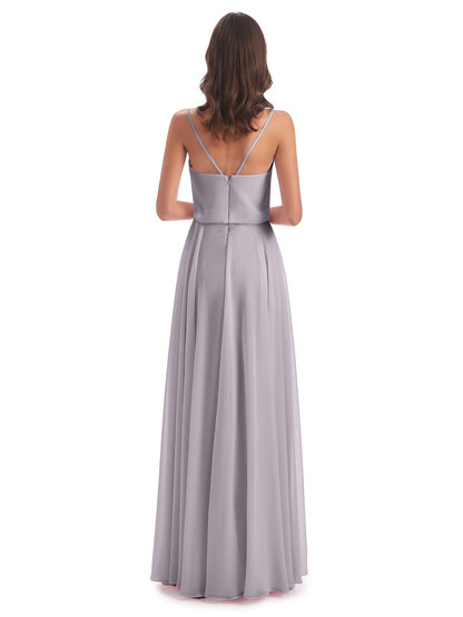 Leah Floor Length Spaghetti Straps Chiffon Bridesmaid Dresses