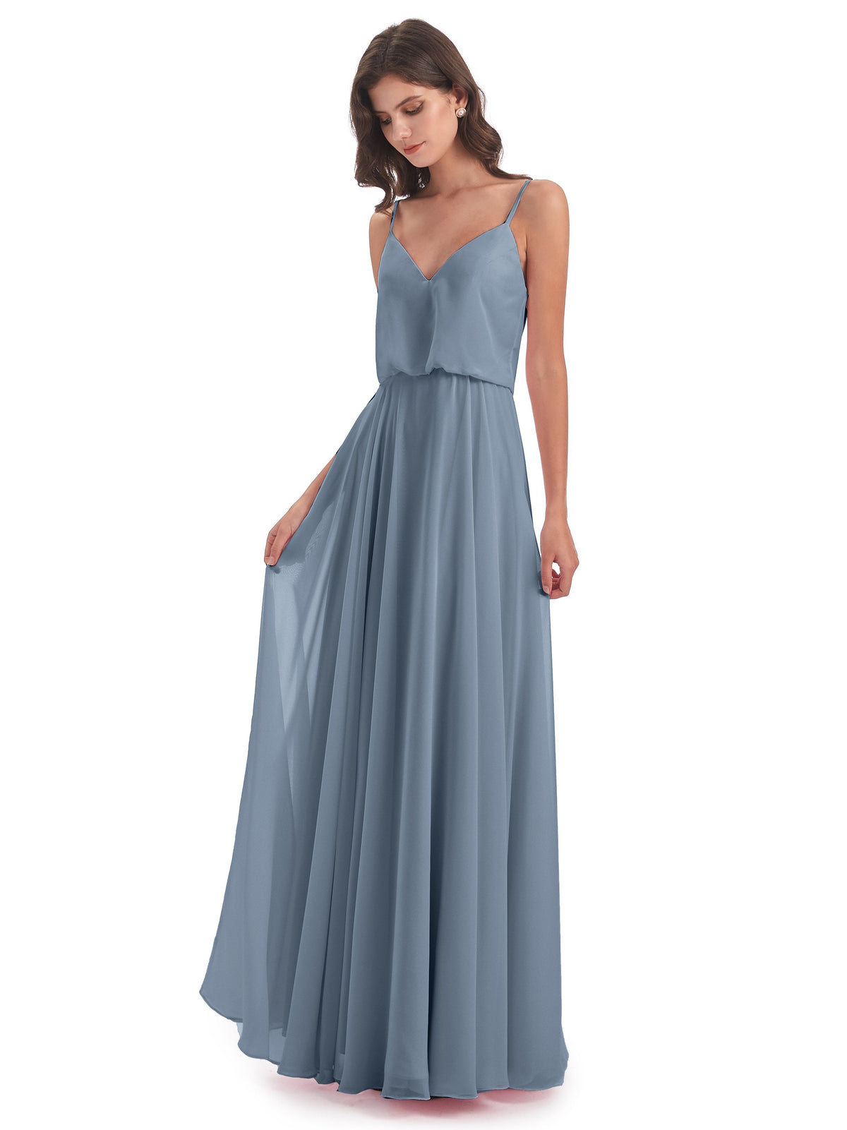 Leah Floor Length Spaghetti Straps Chiffon Bridesmaid Dresses