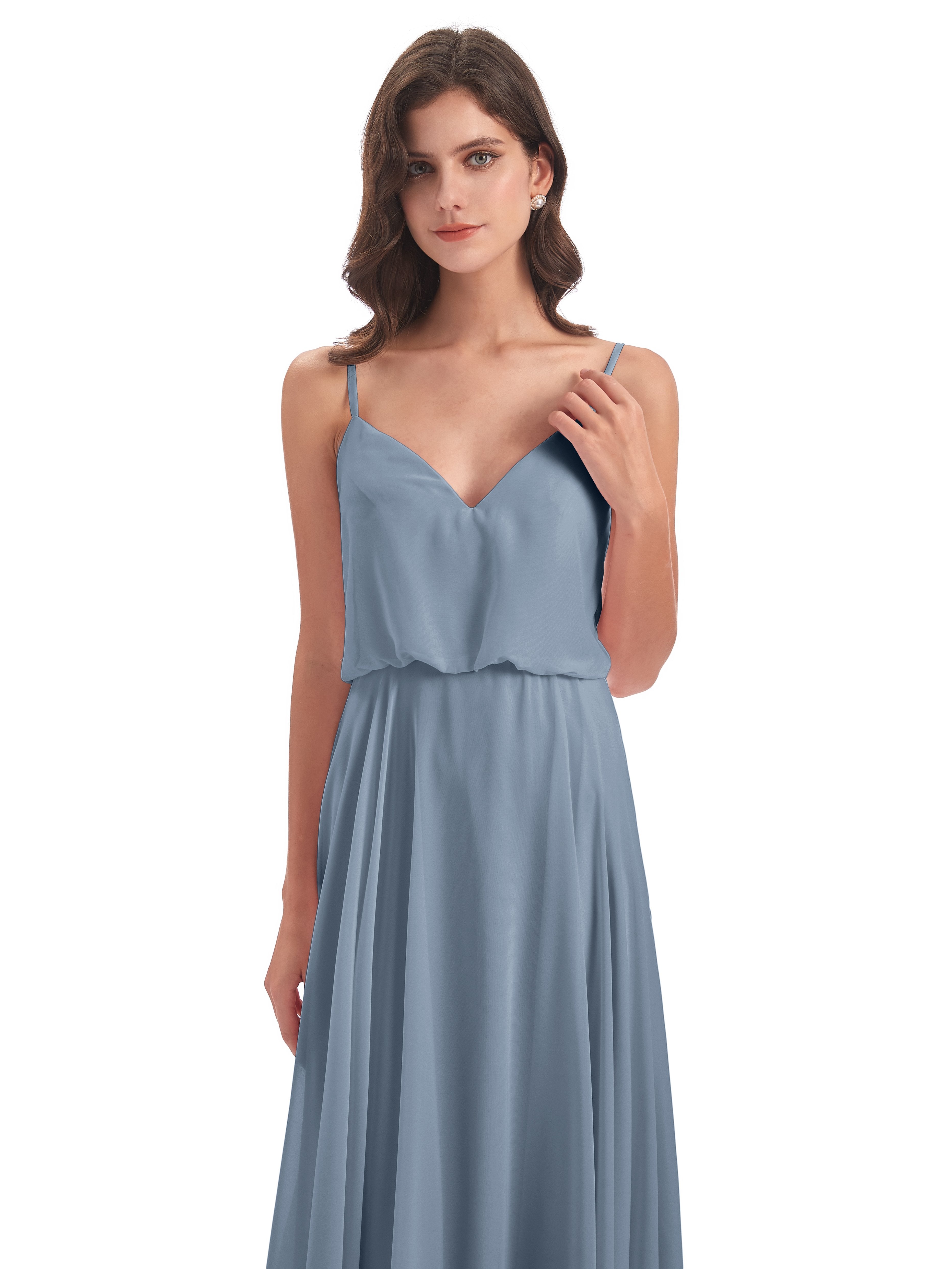 Leah Floor Length Spaghetti Straps Chiffon Bridesmaid Dresses