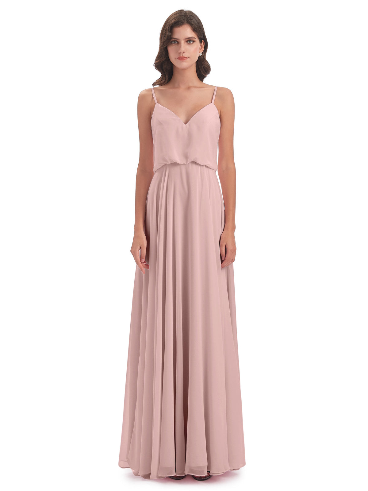 Leah Floor Length Spaghetti Straps Chiffon Bridesmaid Dresses