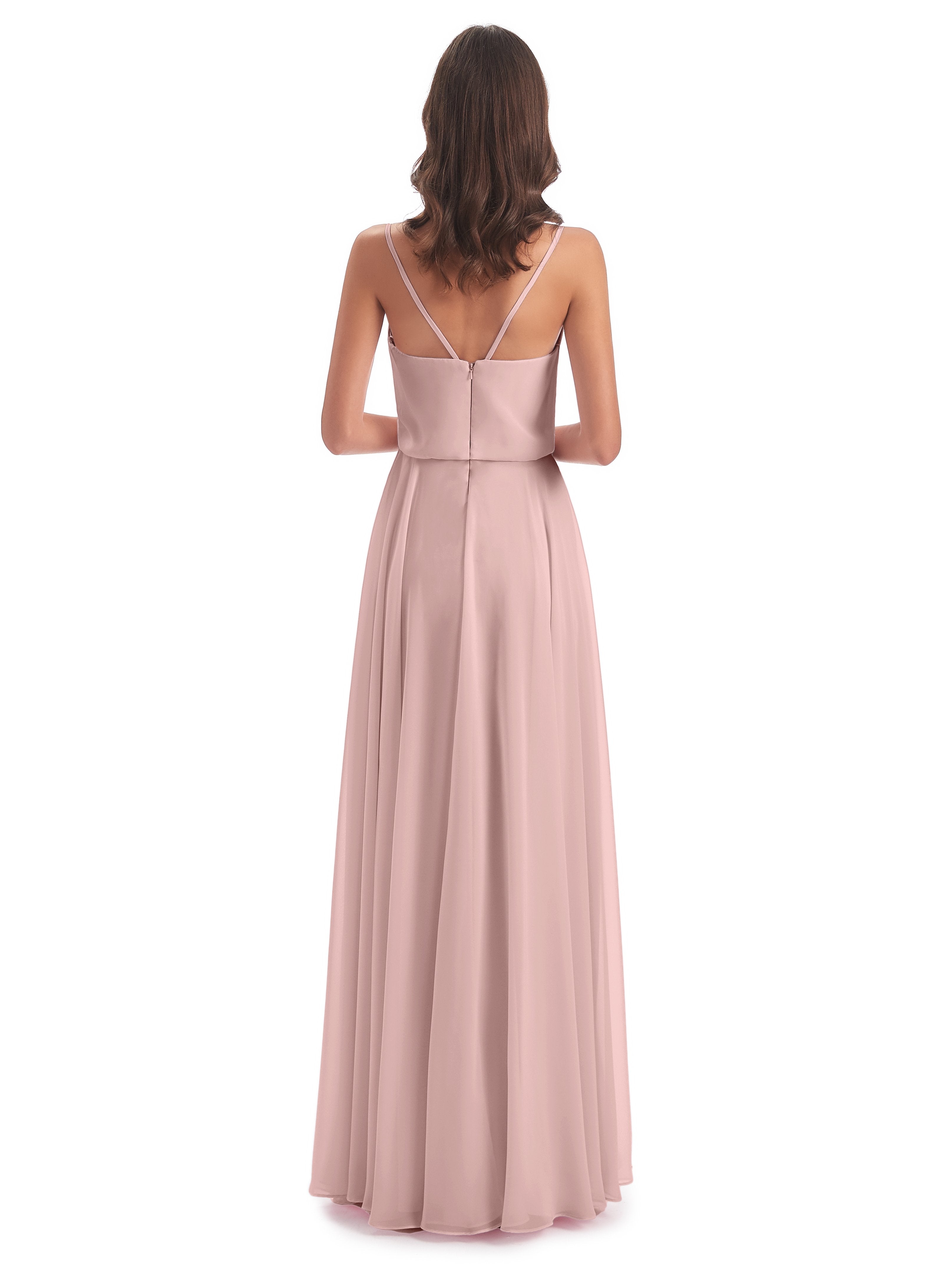 Leah Floor Length Spaghetti Straps Chiffon Bridesmaid Dresses